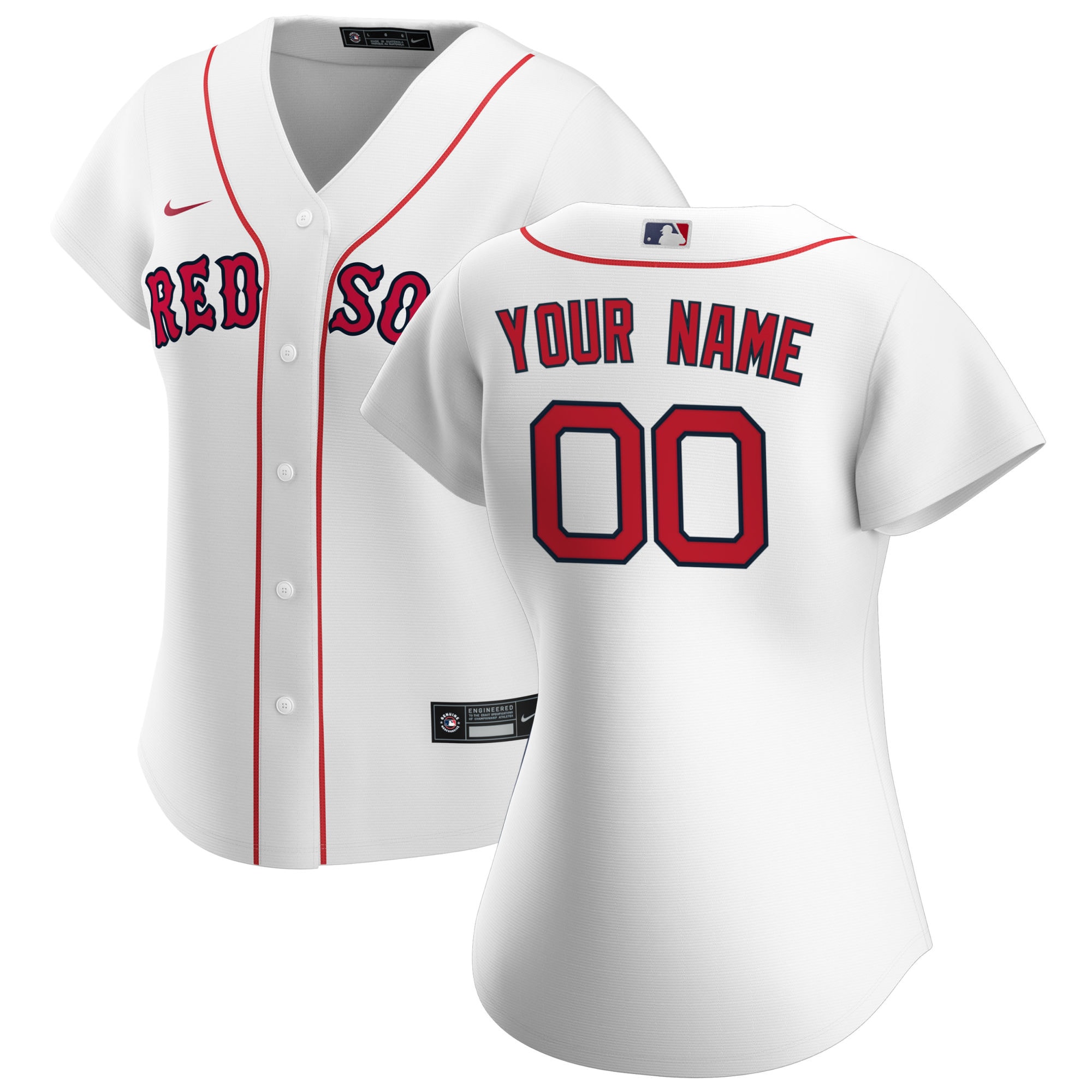 Boston Red Sox  Women's Home Replica Custom Jersey - White