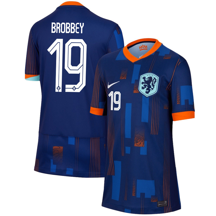 Brian Brobbey 19 Netherlands National Team 2024/25 Away YOUTH Jersey - Navy