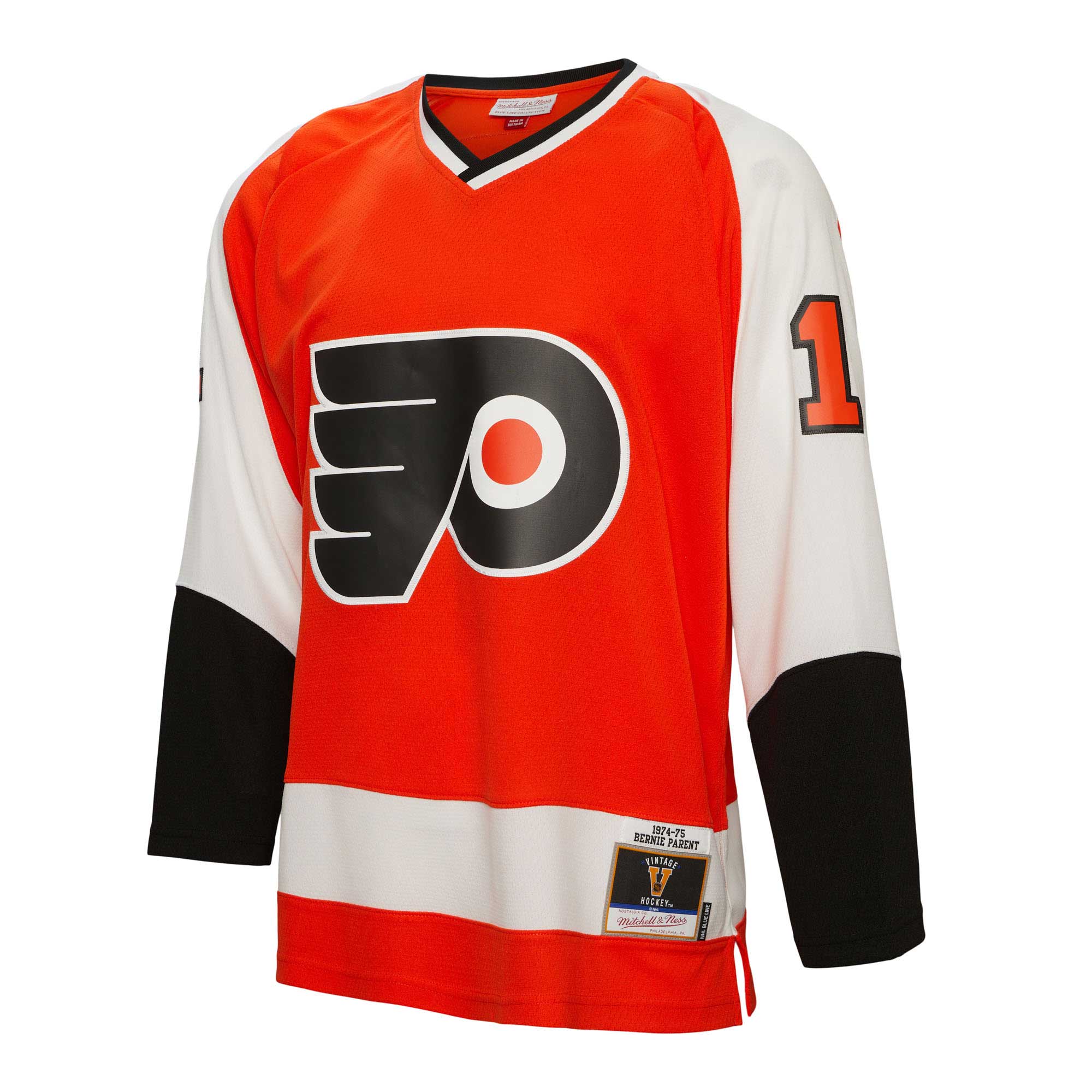 Bernie Parent Philadelphia Flyers Mitchell & Ness  1974\/75 Blue Line Player Jersey - Orange