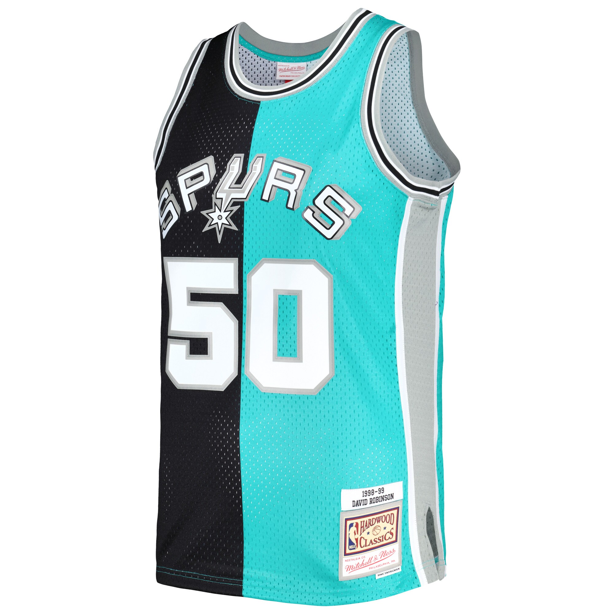 David Robinson San Antonio Spurs Mitchell & Ness Hardwood Classics 1998\/99 Split Swingman Jersey - Black\/Teal