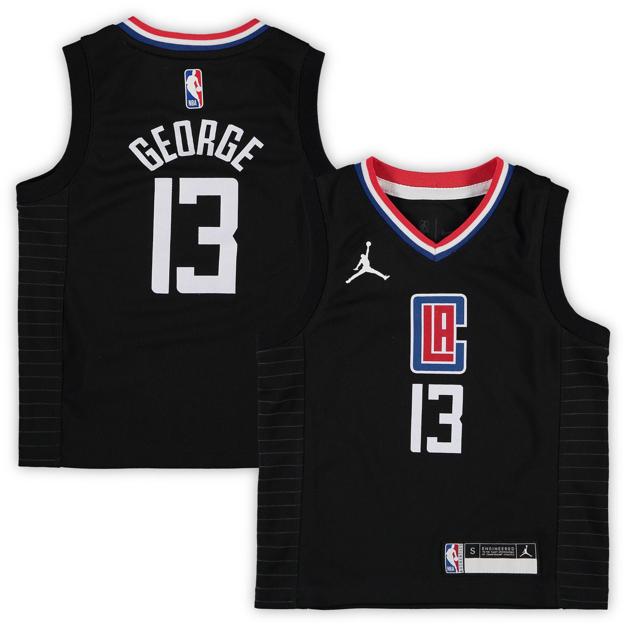 Paul George LA Clippers Jordan Brand Preschool 2020\/21 Fast Break Replica Jersey - Statement Edition - Black