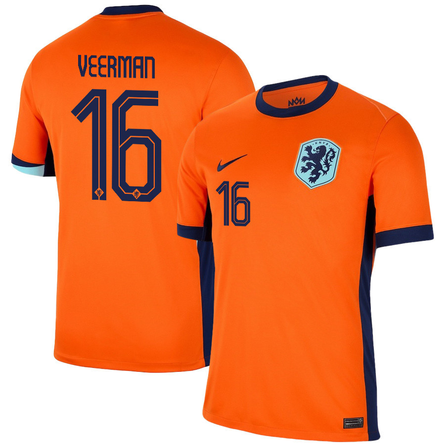 Joey Veerman 16 Netherlands National Team 2024/25 Home Men Jersey - Orange