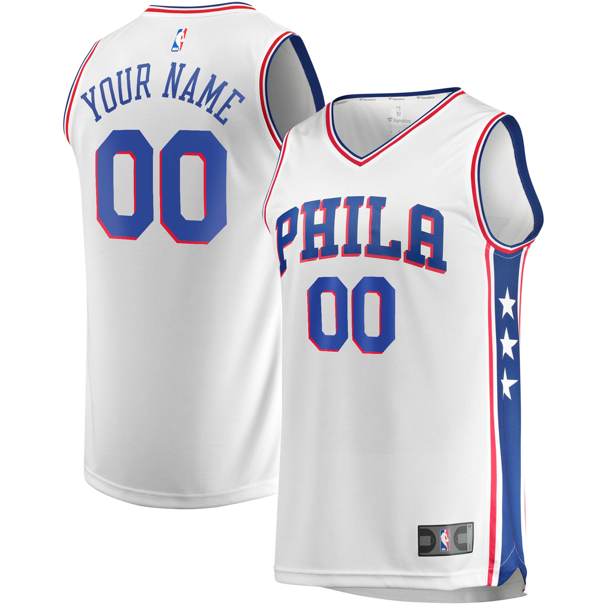 Philadelphia 76ers Fanatics Youth Fast Break Custom Replica Jersey White - Association Edition