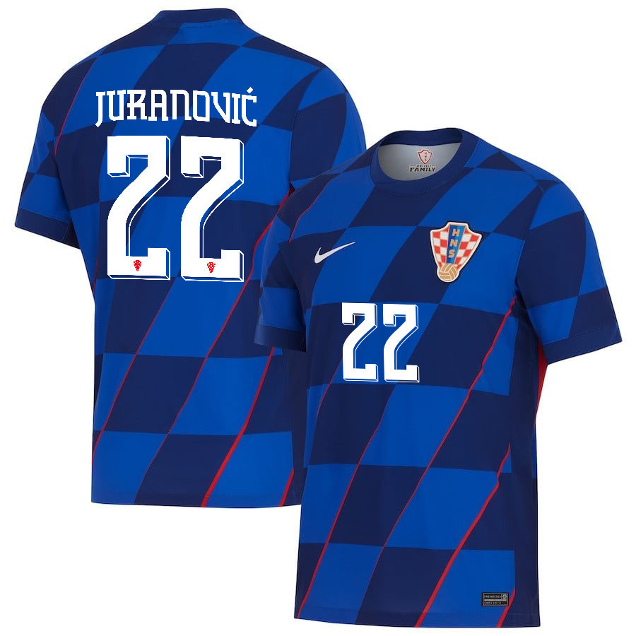 Josip Juranović 22 Croatia National Team 2024 Away Men Jersey - Blue