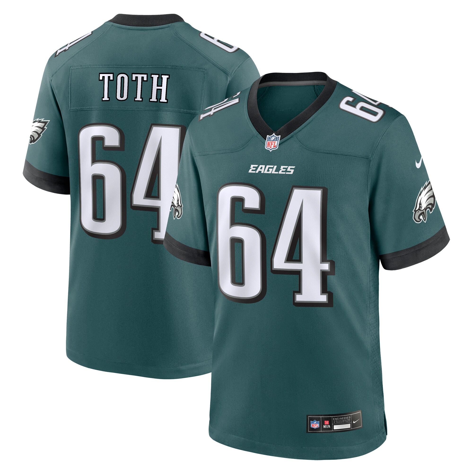 Brett Toth Philadelphia Eagles   Game Jersey - Midnight Green