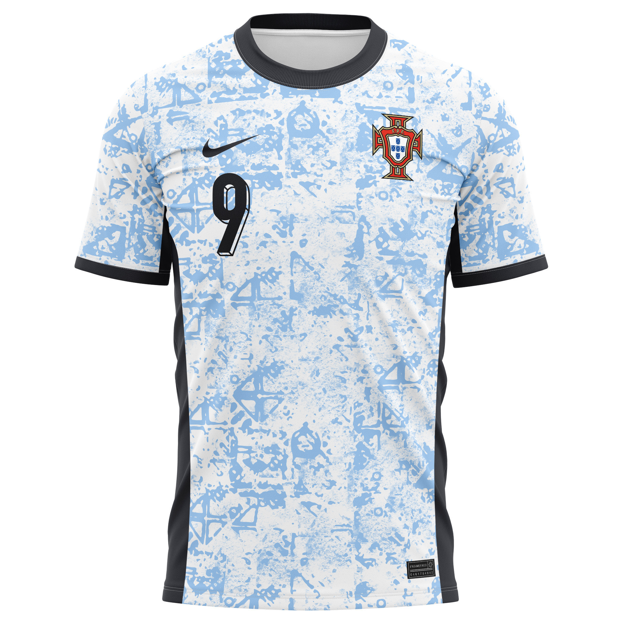 Gonçalo Ramos 9 Portugal National Team 2024/25 Away Kits AOP T-shirt - Cream/Blue