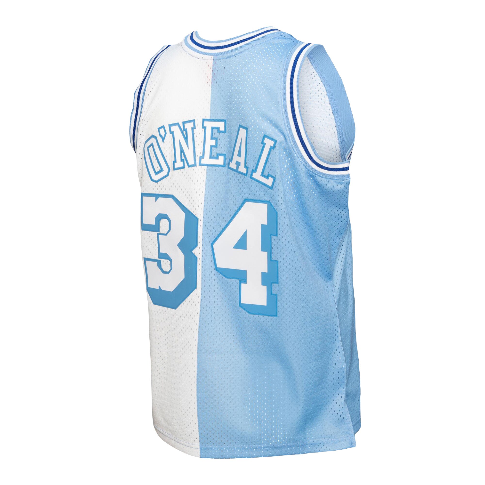 Shaquille O'Neal Los Angeles Lakers Mitchell & Ness Hardwood Classics 1996\/97 Split Swingman Jersey - Powder Blue\/White
