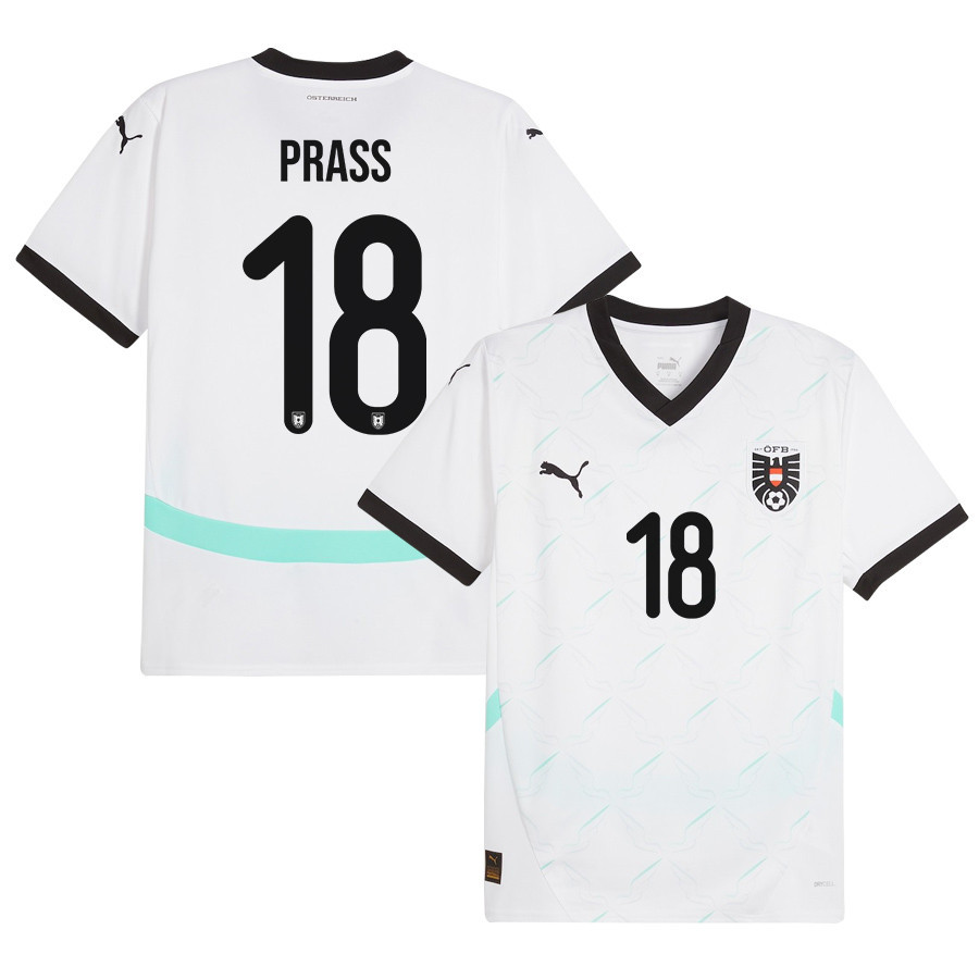 Alexander Prass 18 Austria National Team 2024/25 Away Men Jersey - White
