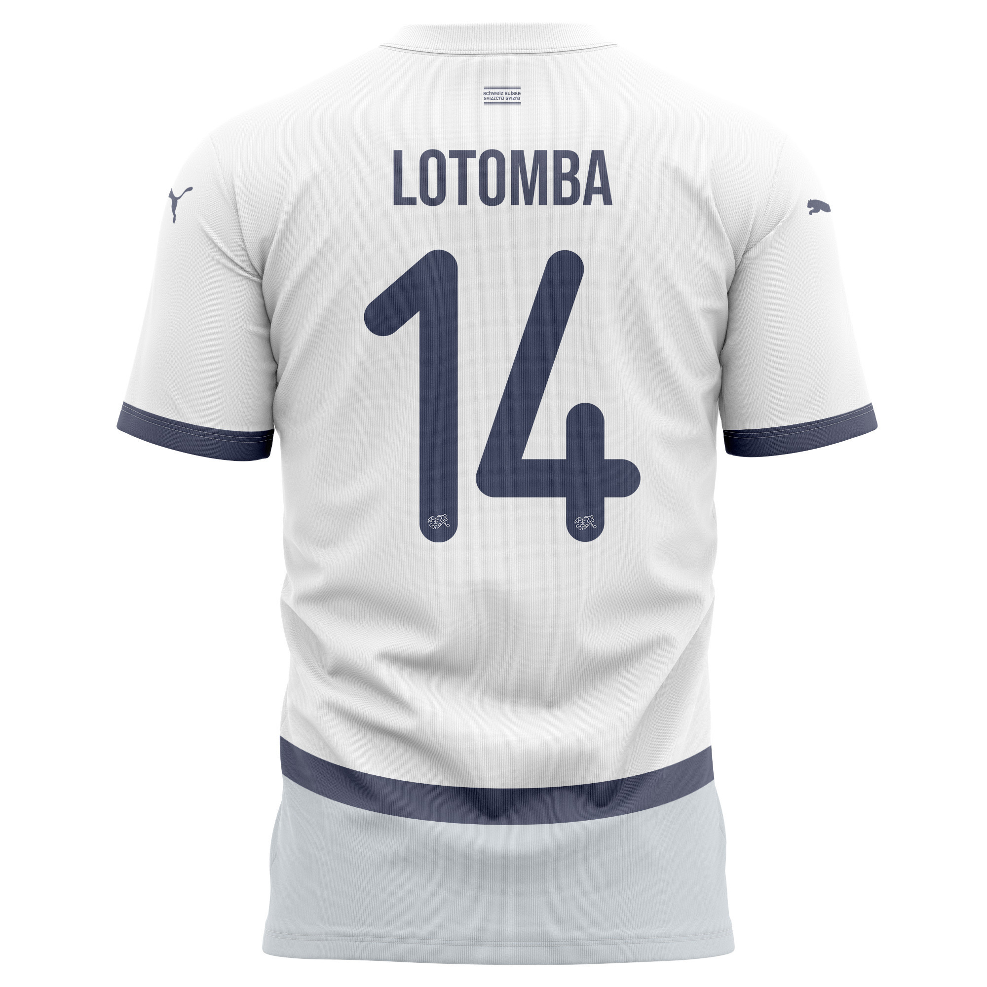 Jordan Lotomba 14 Switzerland National Team 2024/25 Away Kits AOP T-shirt - White