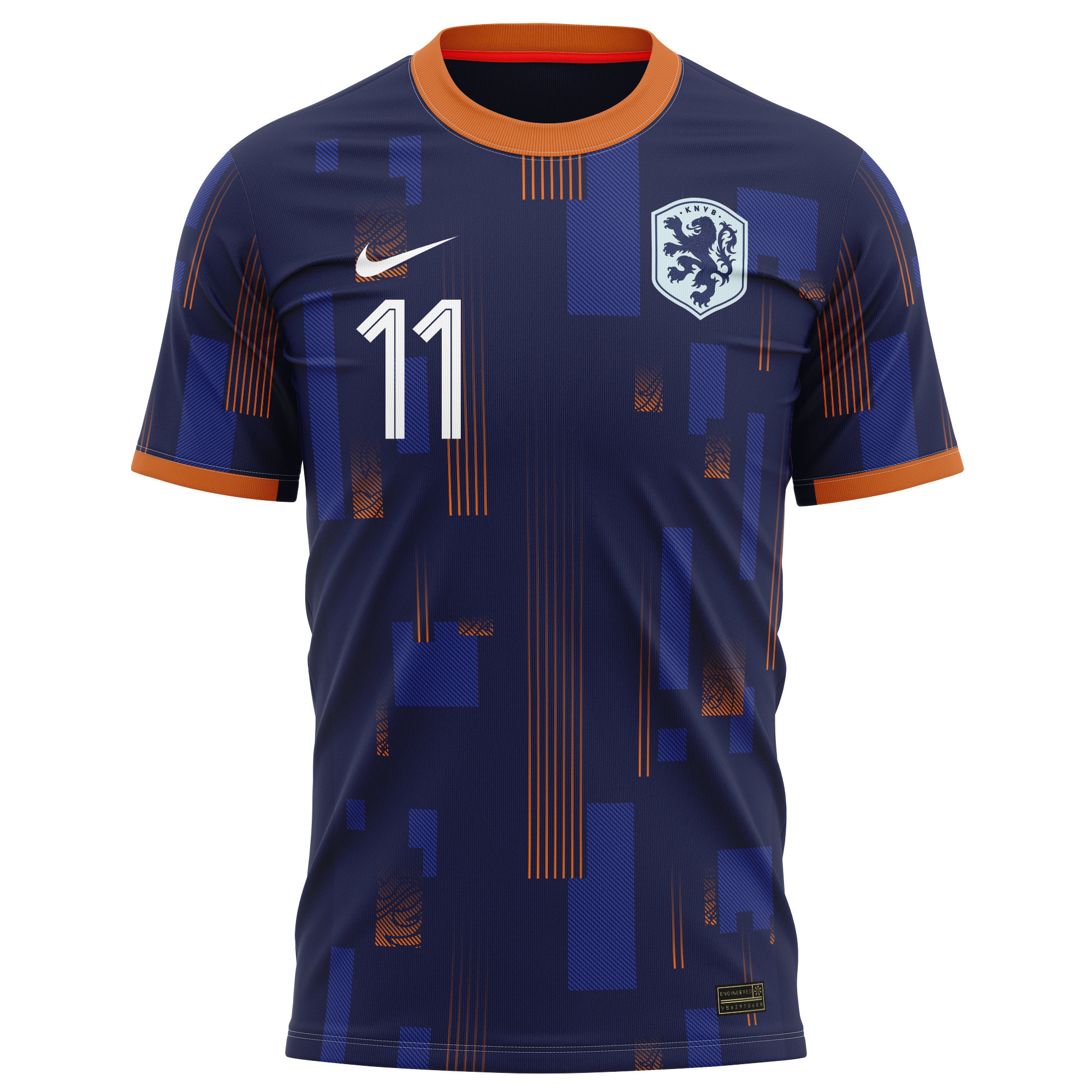 Steven Berghuis 11 Netherlands National Team 2024 Away Kits AOP T-shirt - Navy