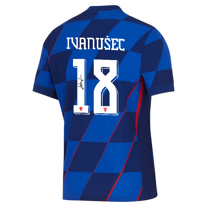 Luka Ivanušec 18 Signed Croatia National Team 2024 Away Men Jersey Autographed - Navy