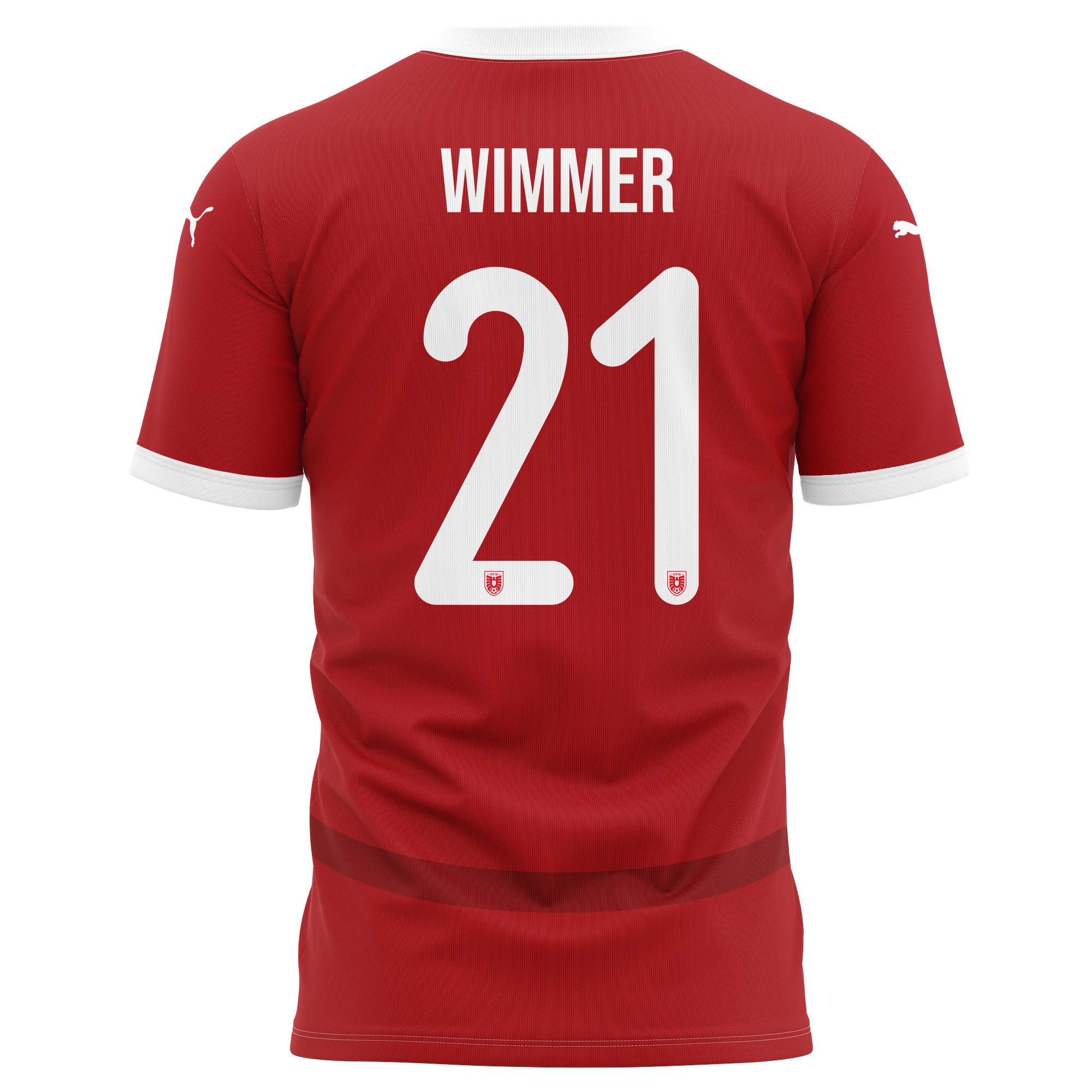 Patrick Wimmer 21 Austria National Team 2024/25 Home Kits AOP T-shirt - Red