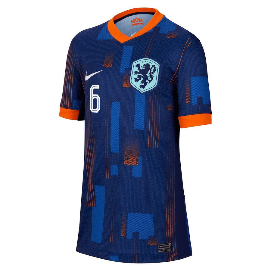 Stefan de Vrij 6 Netherlands National Team 2024/25 Away YOUTH Jersey - Navy
