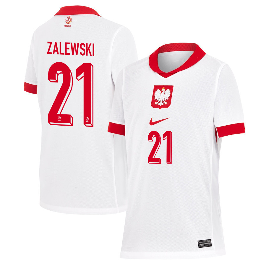 Nicola Zalewski 21 Poland National Team 2024/25 Home YOUTH Jersey - White