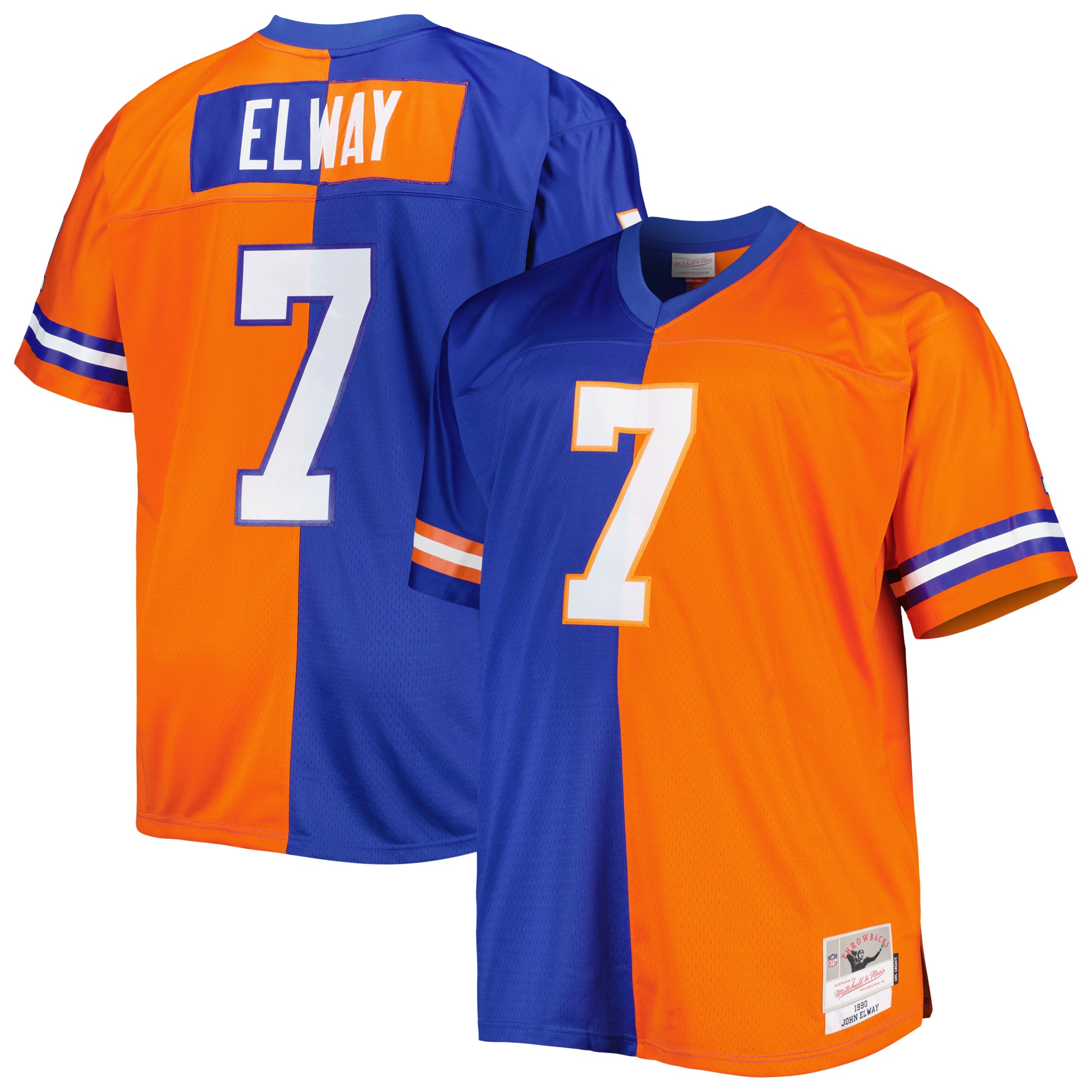 John Elway Denver Broncos Mitchell & Ness Big & Tall Split Legacy Retired Player Replica Jersey - Royal\/Orange
