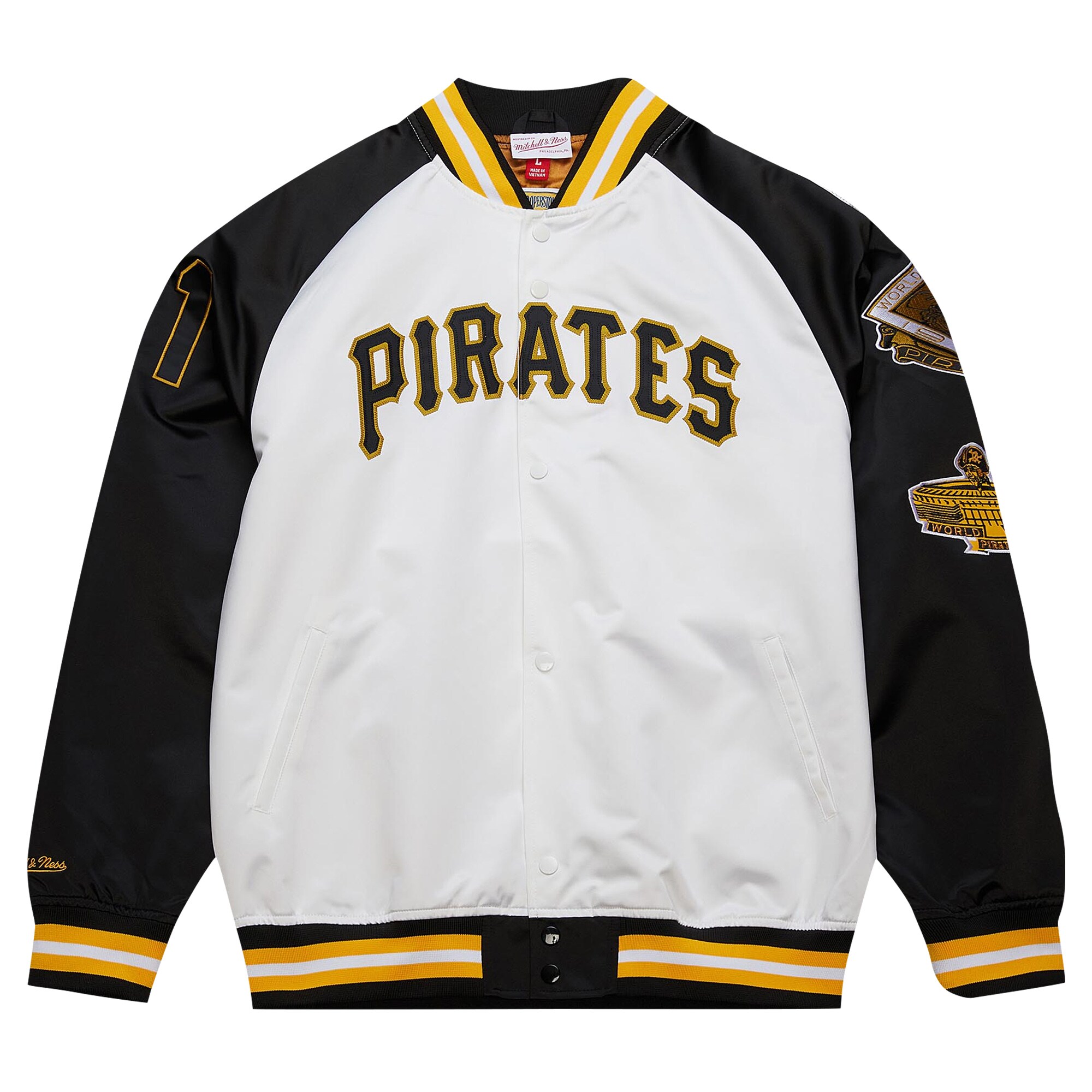Roberto Clemente Pittsburgh Pirates Mitchell & Ness Cooperstown Collection Legends Lightweight Satin Raglan Full-Snap Jacket - White\/Black