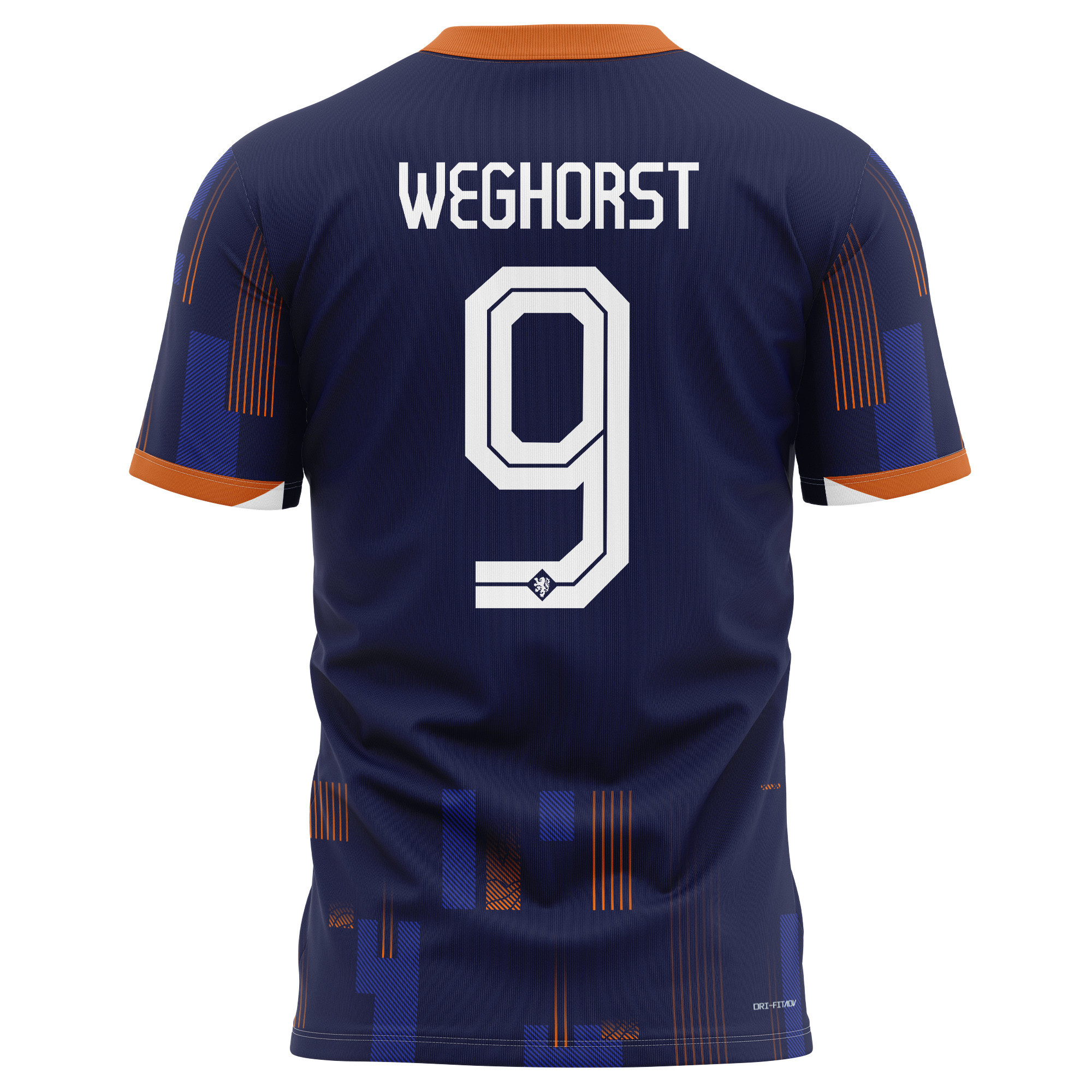 Wout Weghorst 9 Netherlands National Team 2024 Away Kits AOP T-shirt - Navy