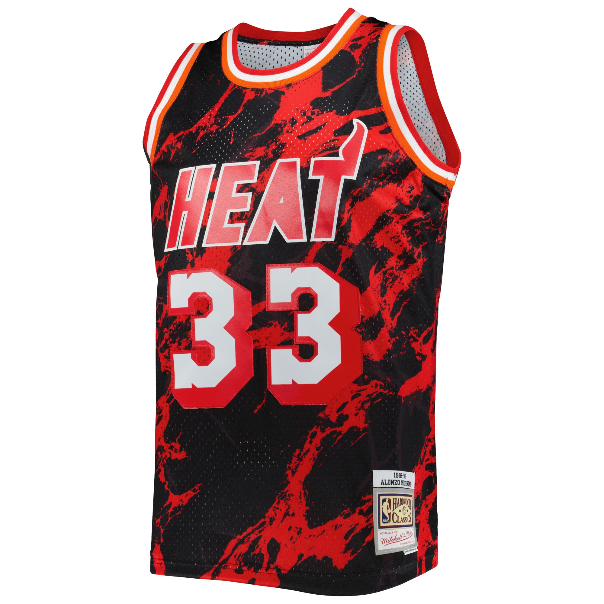 Alonzo Mourning Miami Heat Mitchell & Ness 1996\/97 Hardwood Classics Marble Swingman Jersey - Black
