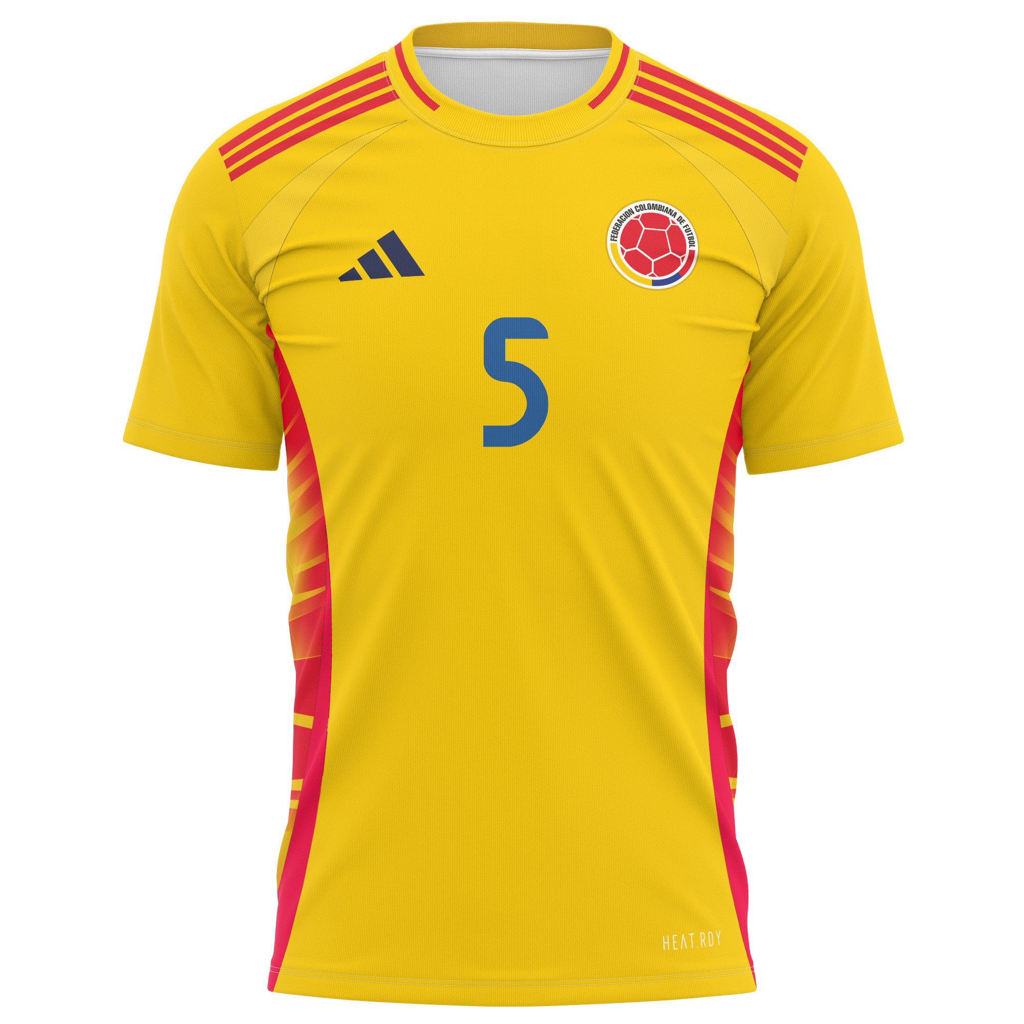 Kevin Castaño 5 Colombia National Team 2024 Home Kits AOP T-shirt - Yellow