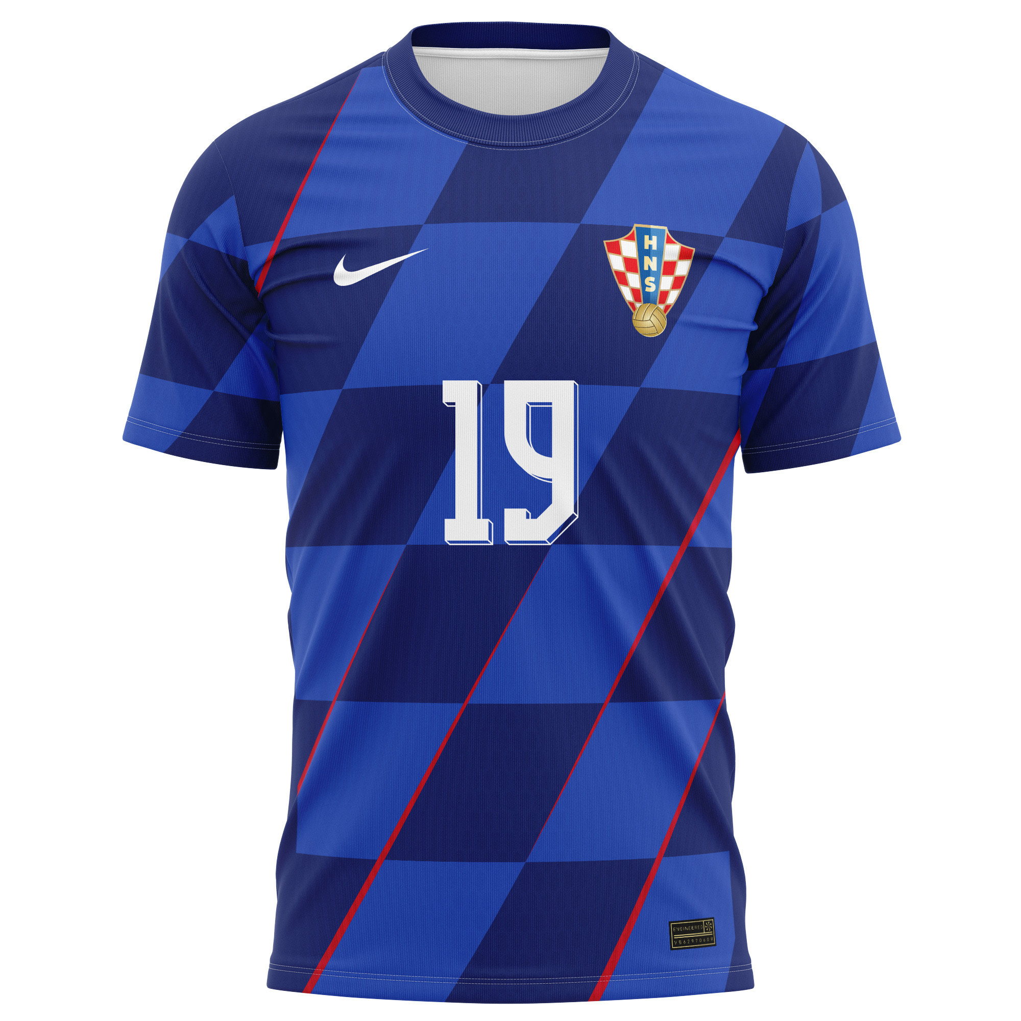 Borna Sosa 19 Signed Croatia National Team 2024/25 Away Kits AOP T-shirt Autographed - Navy