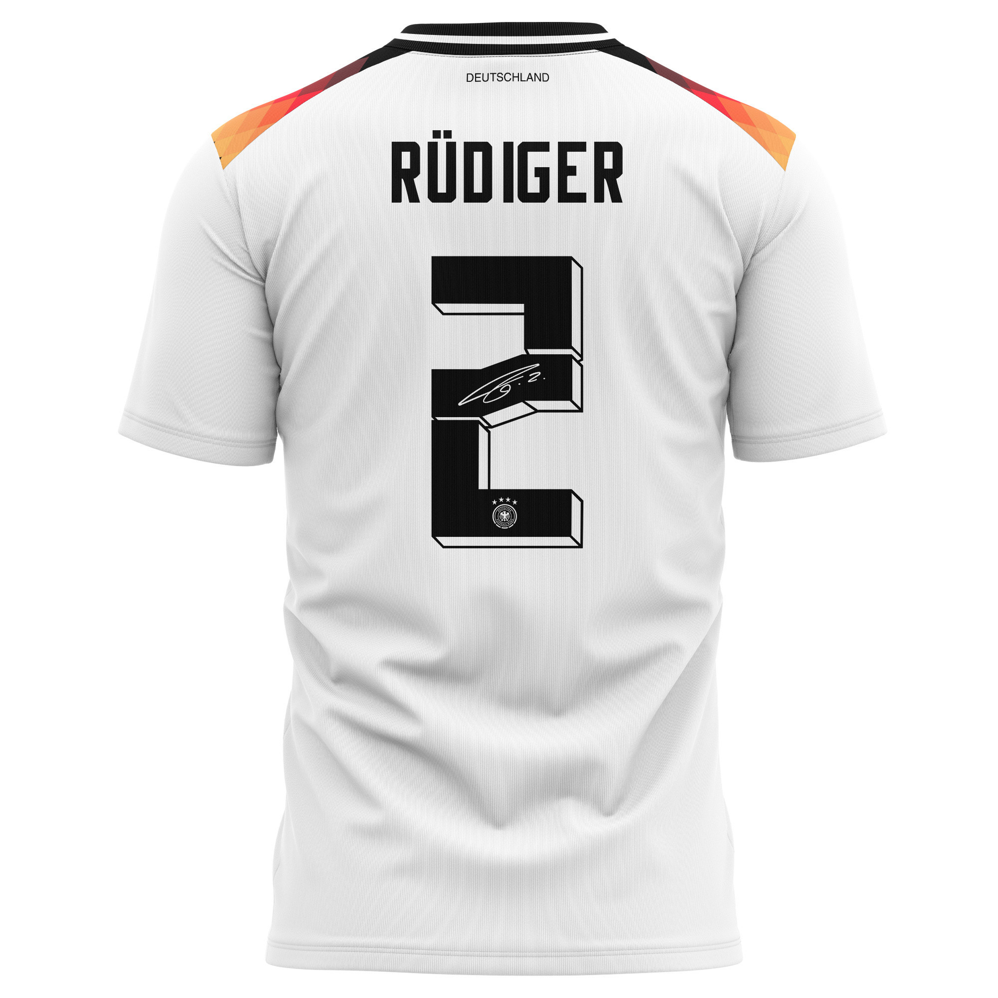 Antonio Rüdiger 2 Signed Germany National Team 2024 Home Kits AOP T-shirt Autographed- White