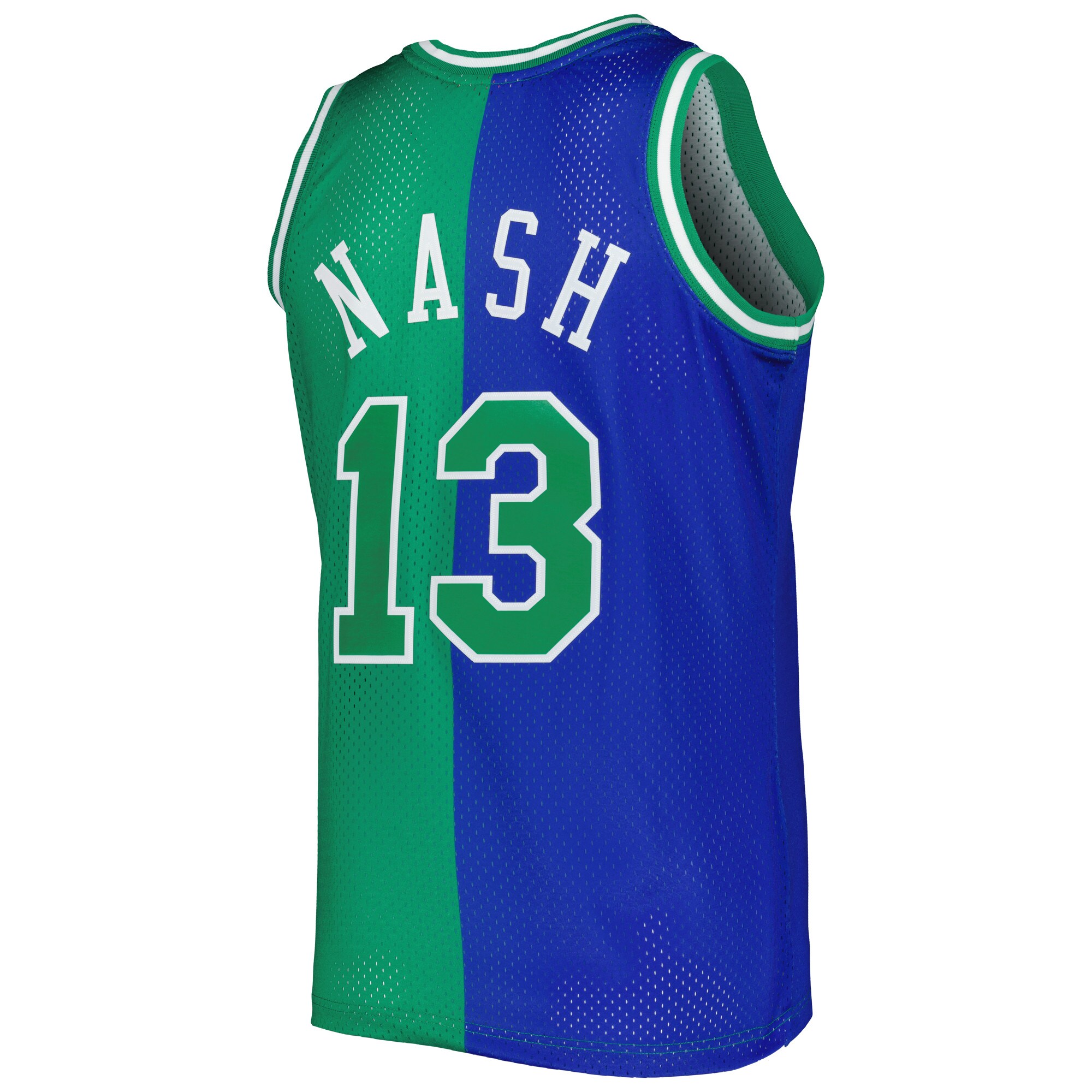 Steve Nash Dallas Mavericks Mitchell & Ness Hardwood Classics 1998\/99 Split Swingman Jersey - Blue\/Green