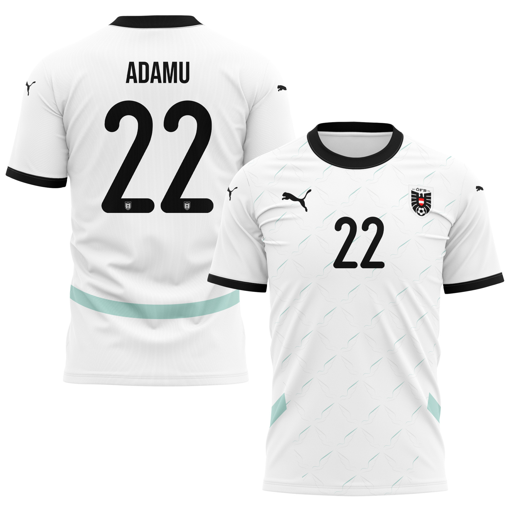 Junior Adamu 22 Austria National Team 2024/25 Away Kits AOP T-shirt - White