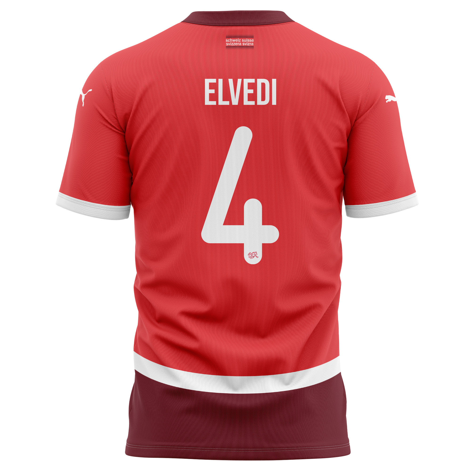 Nico Elvedi 4 Switzerland National Team 2024/25 Home Kits AOP T-shirt - Red