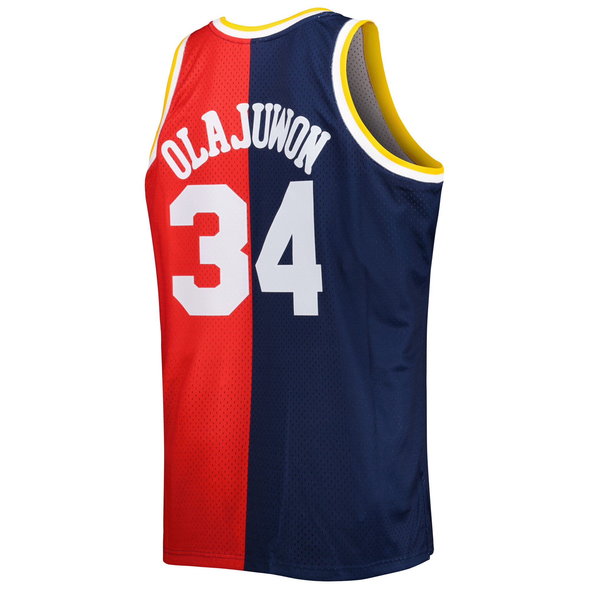 Hakeem Olajuwon Houston Rockets Mitchell & Ness Big & Tall Hardwood Classics 1993\/94 Split Swingman Jersey - Navy\/Red