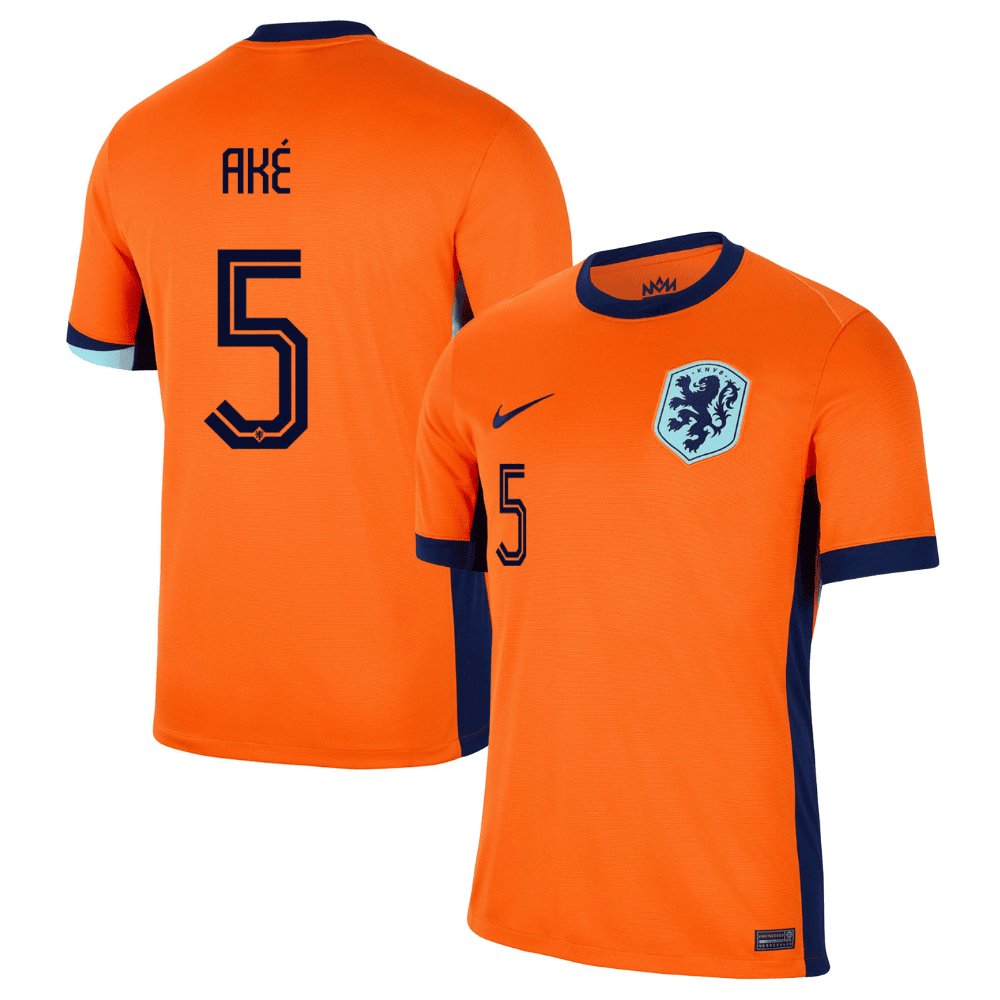 Nathan Aké 5 Netherlands National Team 2024 Home Men Jersey - Orange
