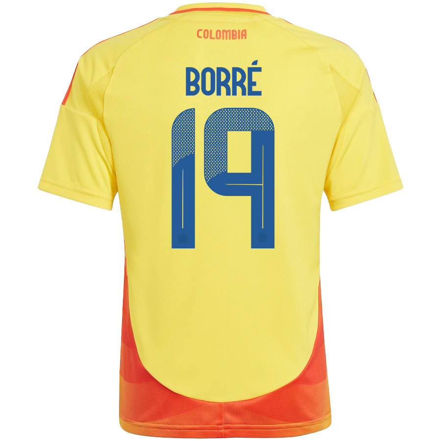 Rafael Borré 19 Colombia National Team 2024/25 Home YOUTH Jersey - Yellow
