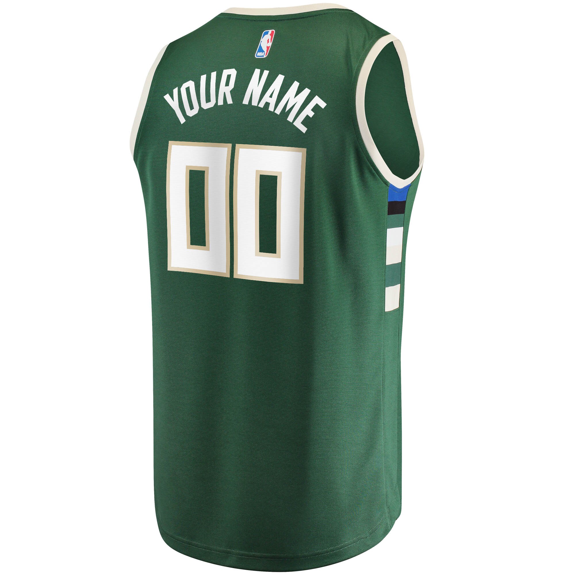 Milwaukee Bucks Fanatics Youth Fast Break Custom Replica Jersey Hunter Green - Icon Edition
