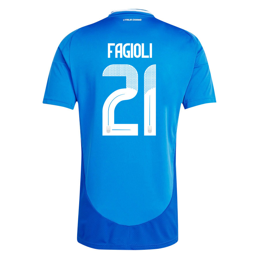 Nicolo Fagioli 21 Italy National Team 2024/25 Home Men Jersey - Blue