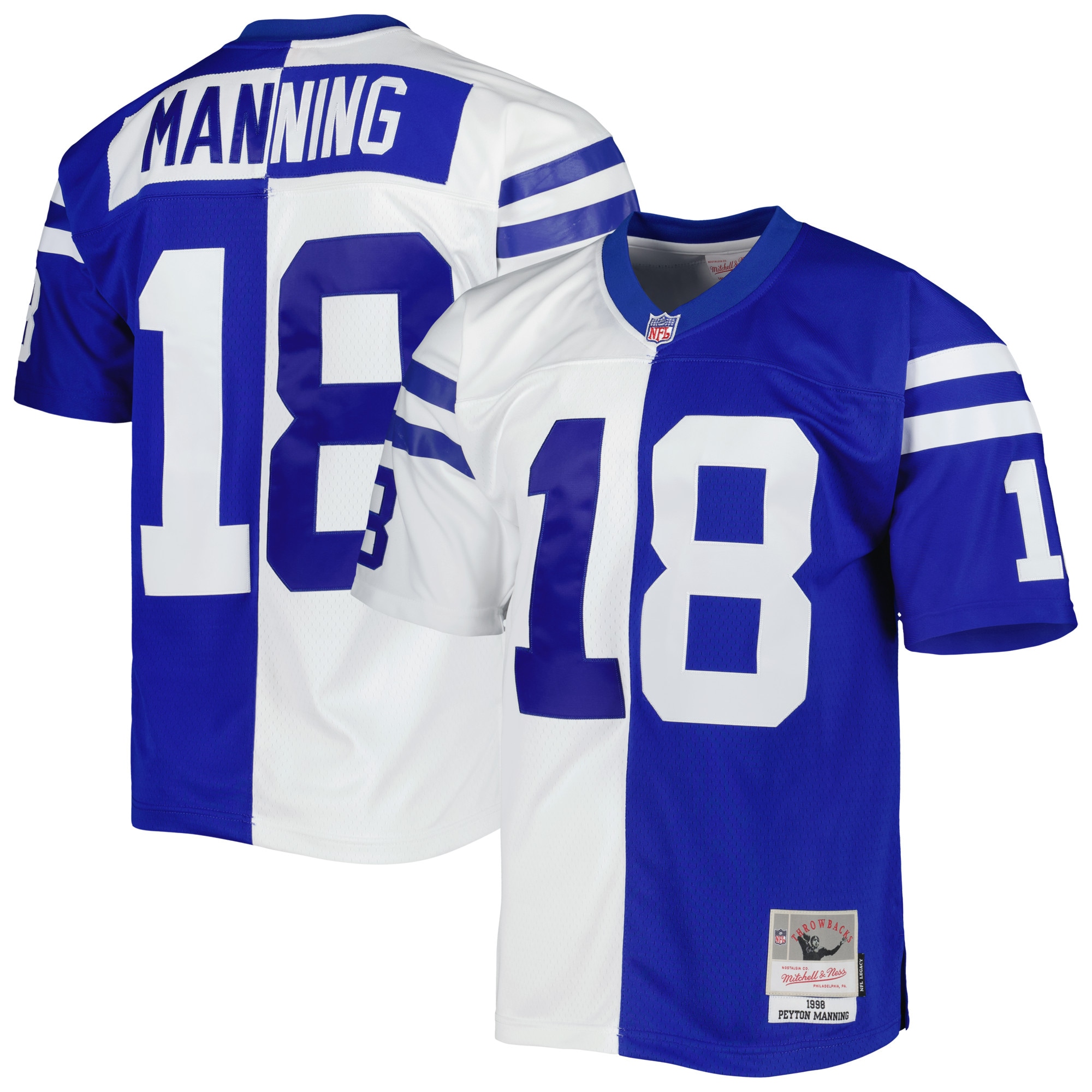 Peyton Manning Indianapolis Colts Mitchell & Ness 1998 Split Legacy Replica Jersey - Royal\/White