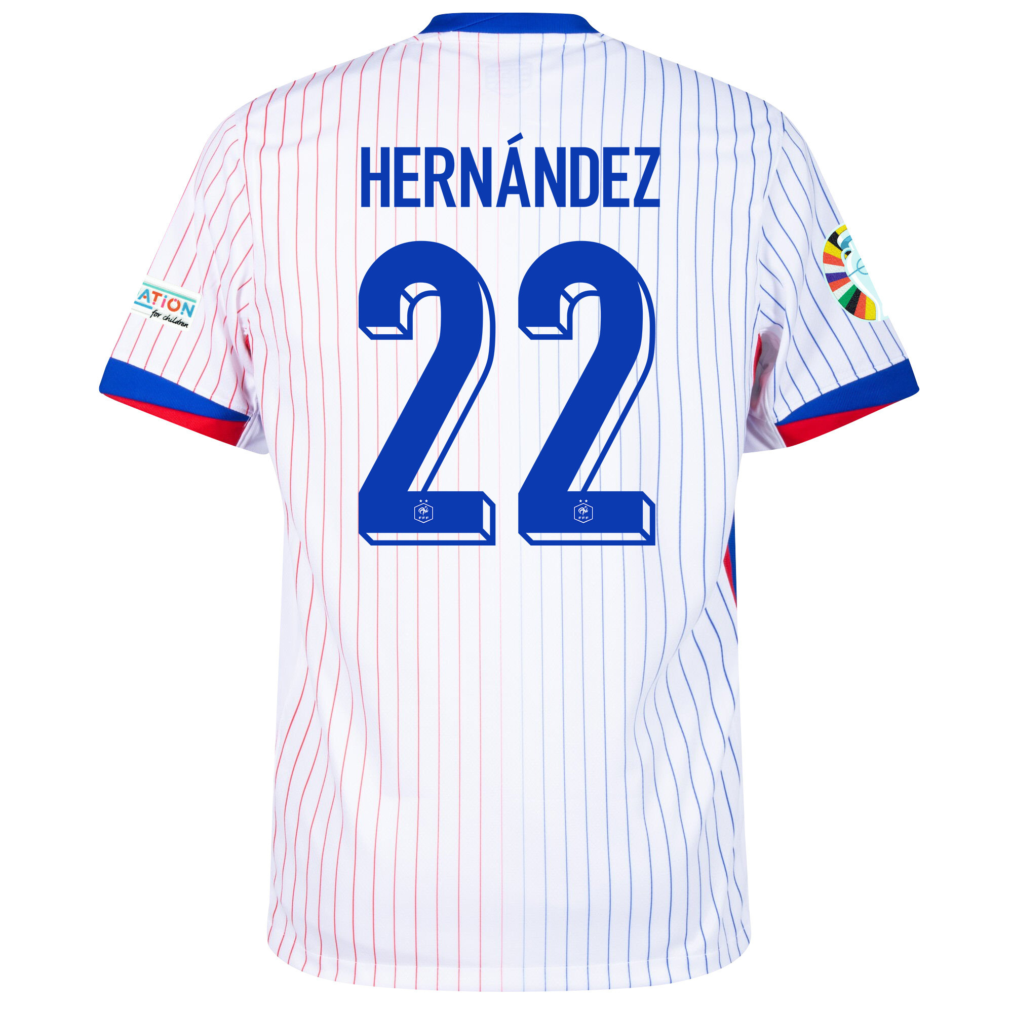 Theo Hernández 22 France National Team 2024/25 Away Jersey - Euro UEFA Patch - Men, White