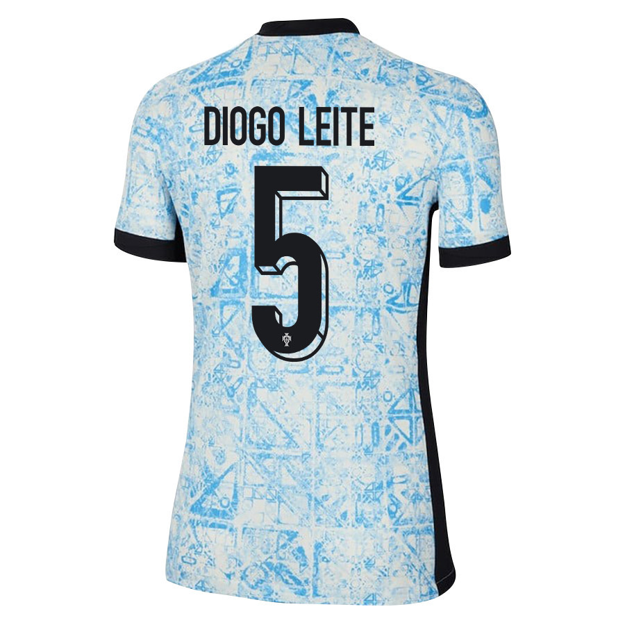 Diogo Leite 5 Portugal National Team 2024/25 Away WOMEN Jersey - Cream/Blue