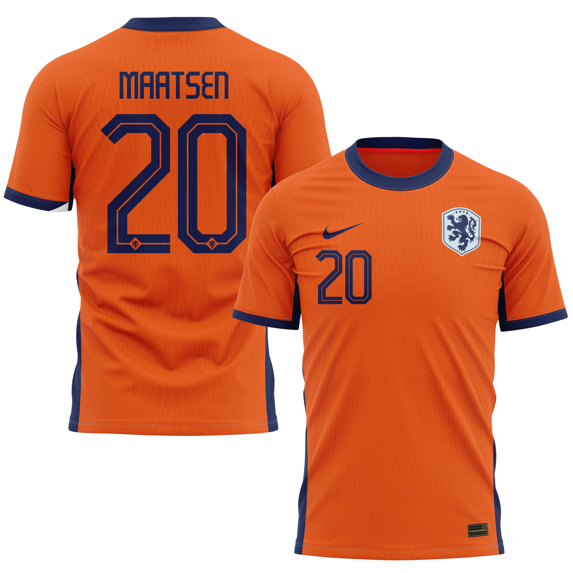 Ian Maatsen 20 Netherlands National Team 2024 Home Kits AOP T-shirt - Orange