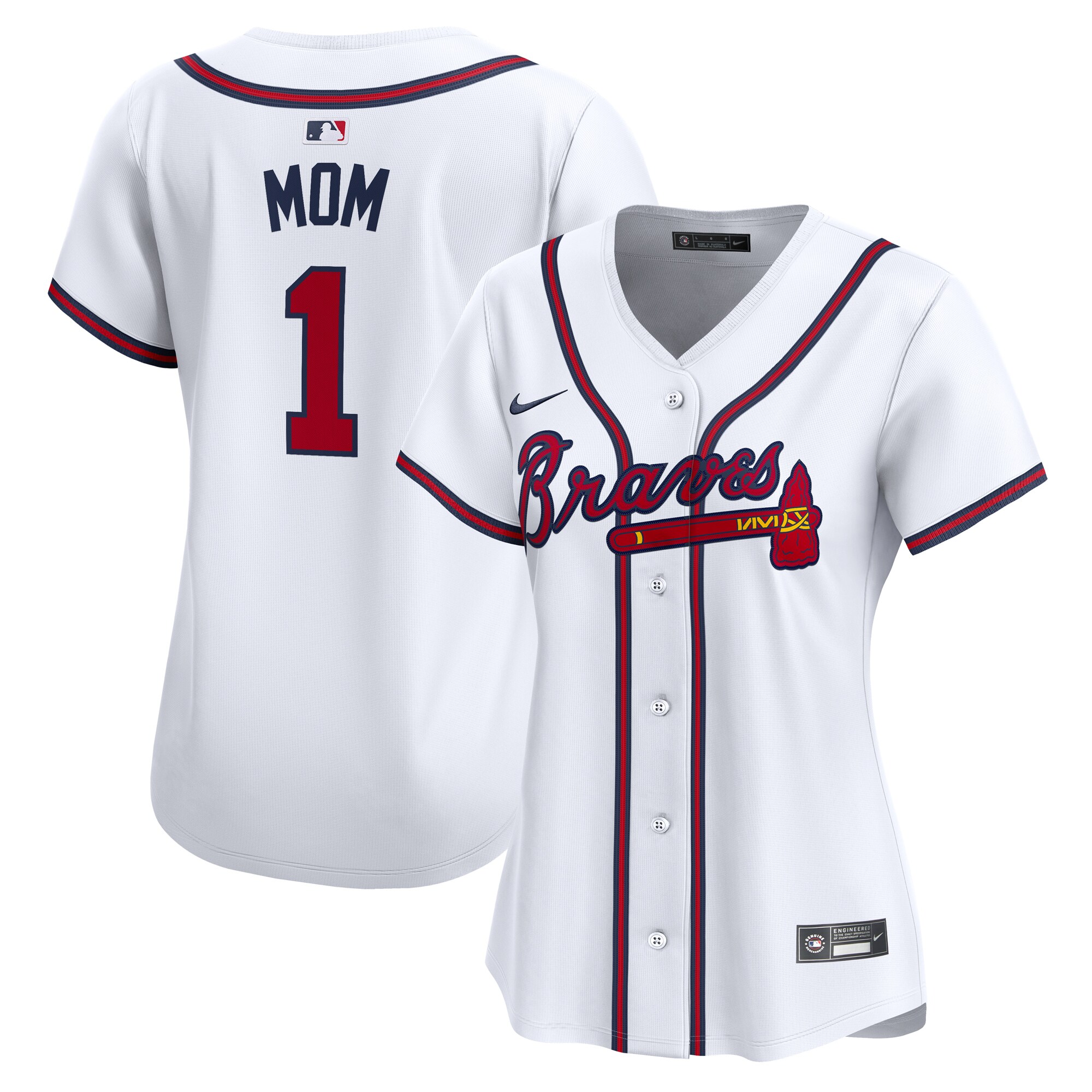 Atlanta Braves  Women's #1 Mom Home Limited Jersey - White