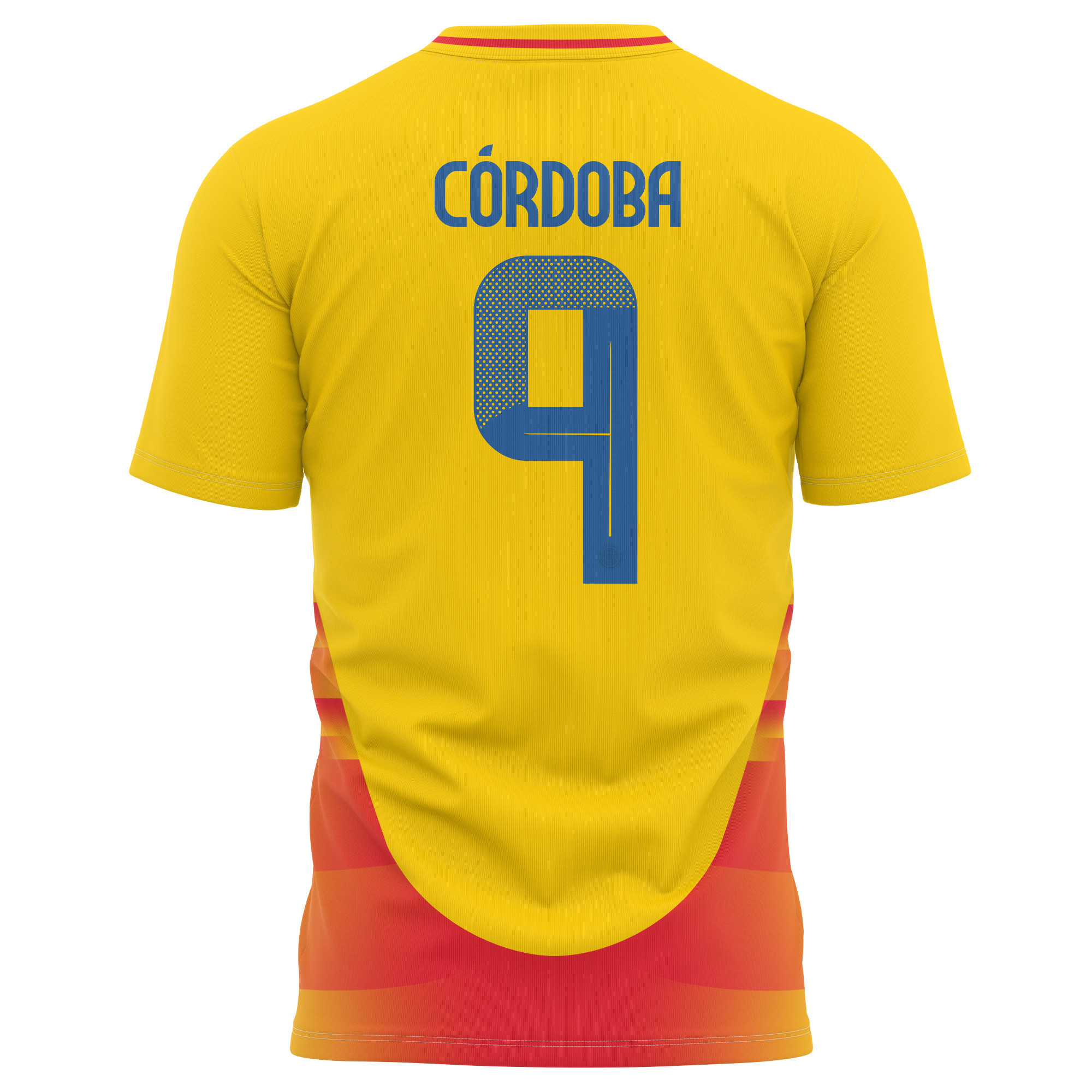 Jhon Córdoba 9 Colombia National Team 2024 Home Kits AOP T-shirt - Yellow