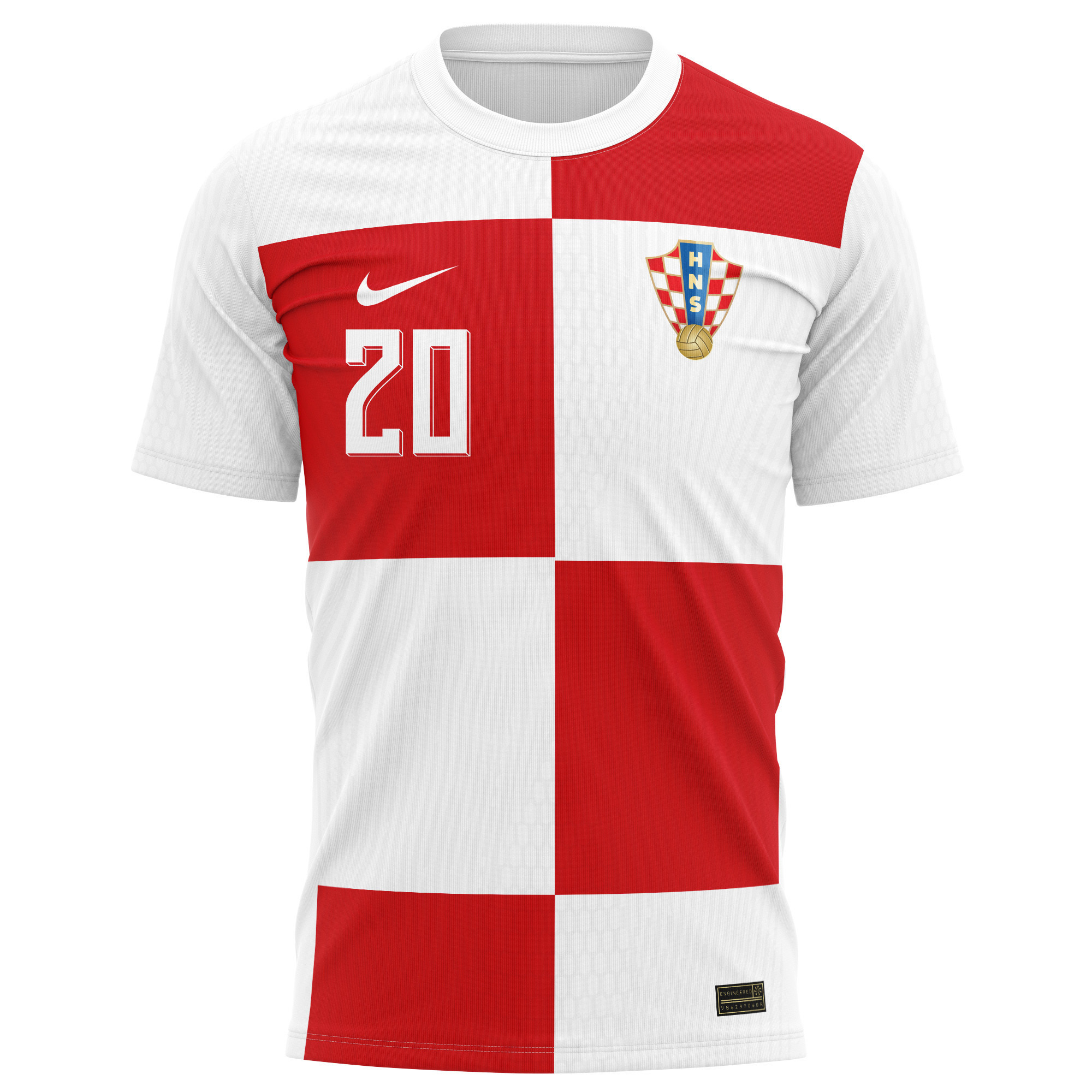 Joško Gvardiol 20 Signed Croatia National Team 2024/25 Home Kits AOP T-shirt Autographed - White