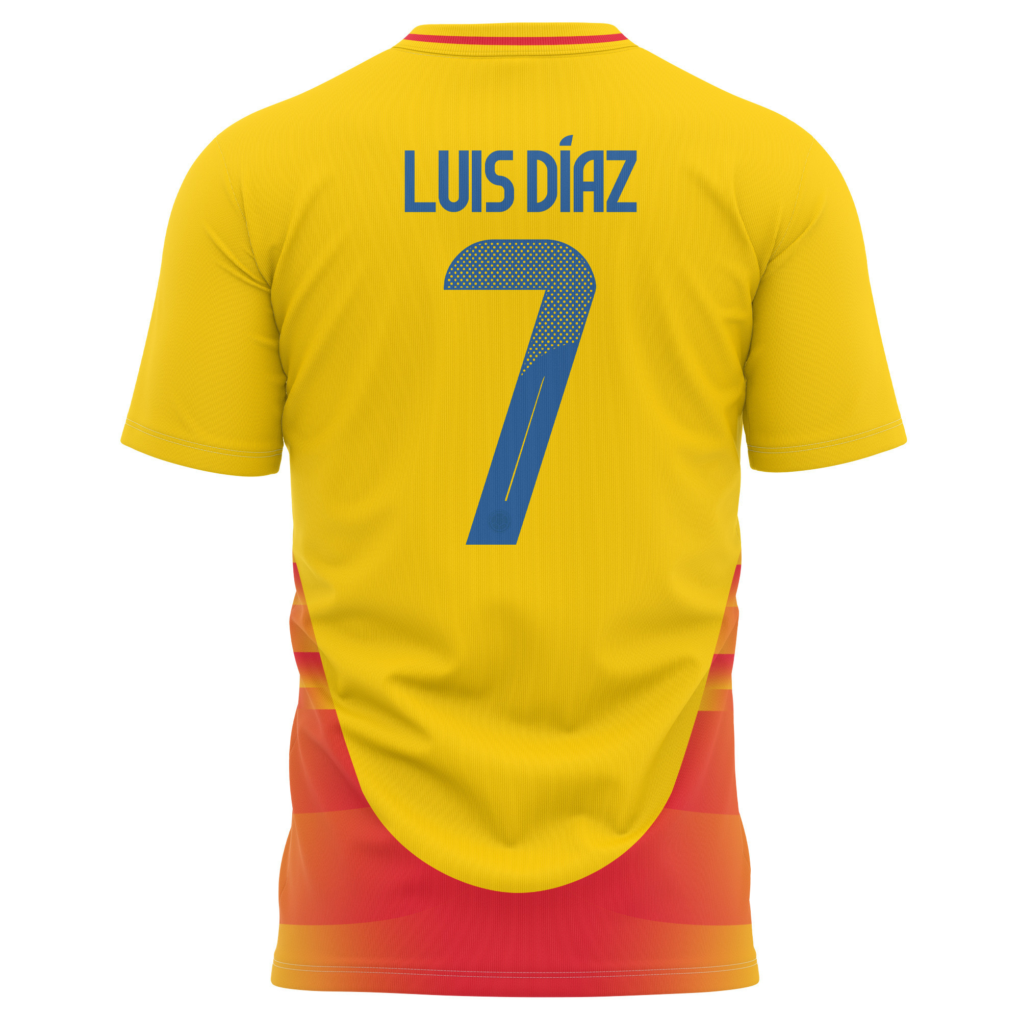 Luis Díaz 7 Colombia National Team 2024 Home Kits AOP T-shirt - Yellow