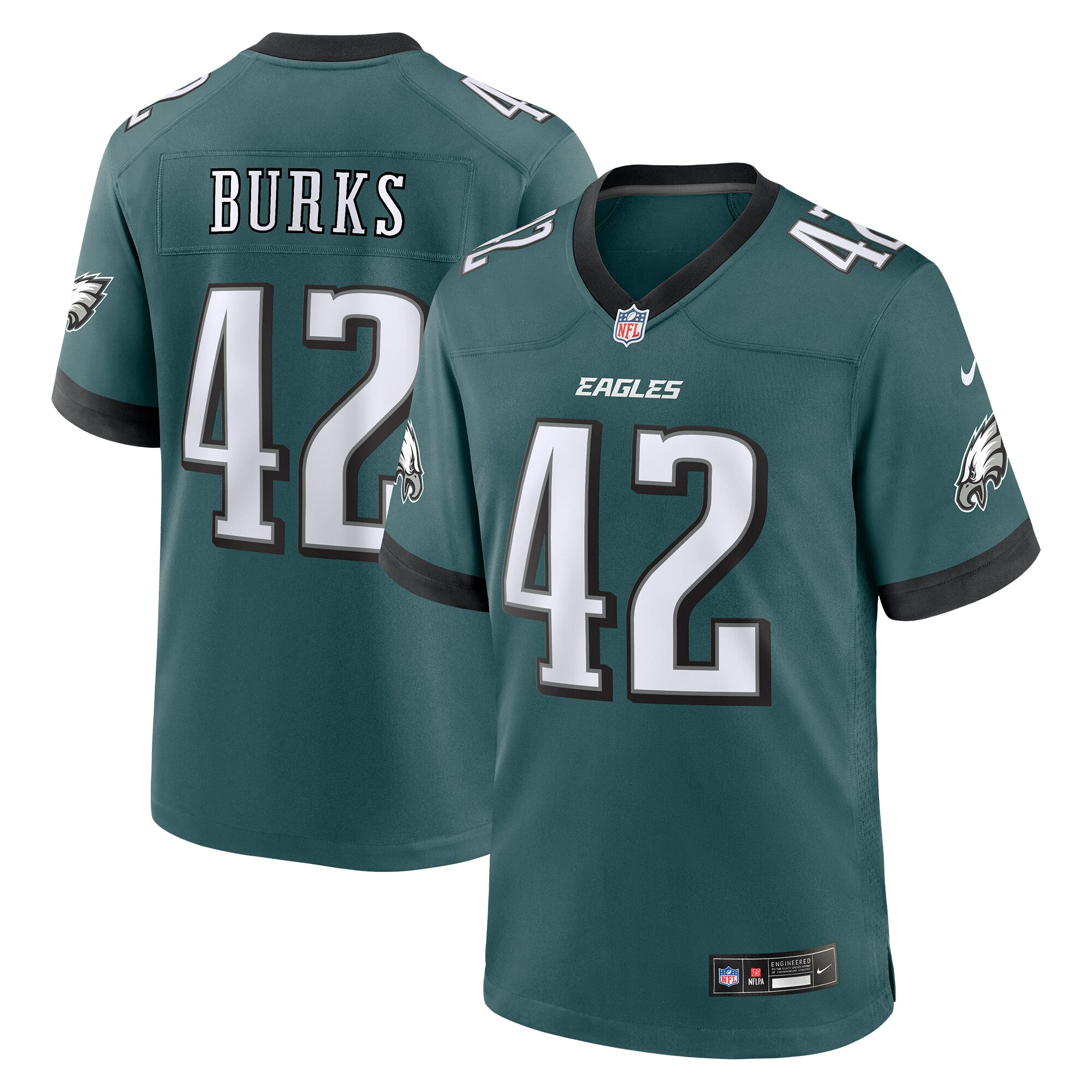 Oren Burks Philadelphia Eagles   Game Jersey - Midnight Green