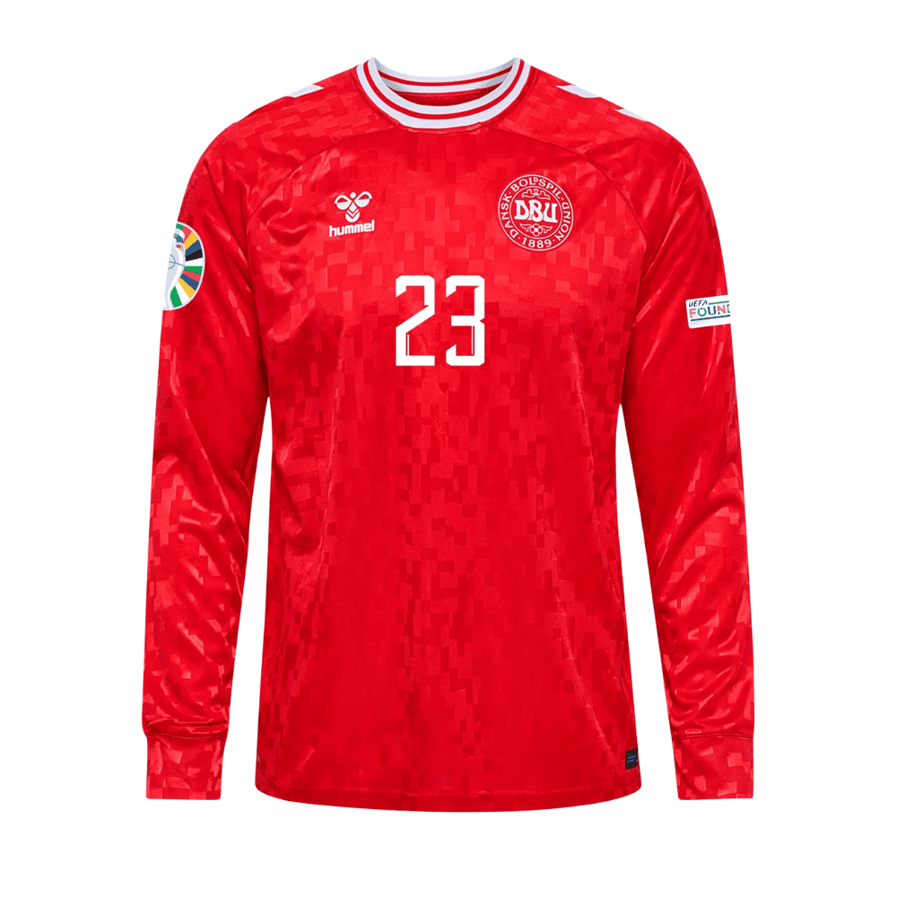 Pierre-Emile Højbjerg 23 Denmark National Team 2024 Home Long Sleeve Men Jersey - Red