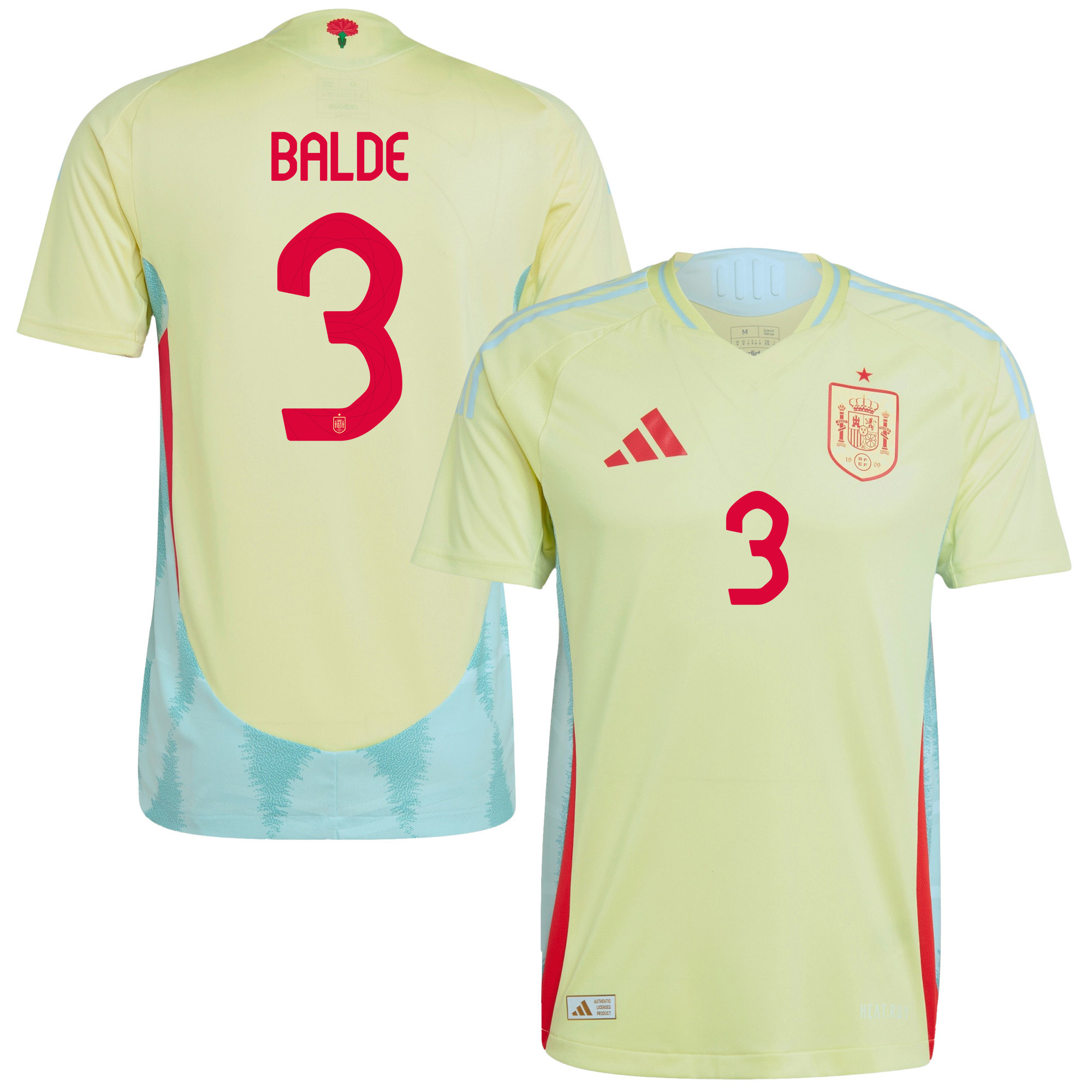 Alejandro Balde 3 Spain National Team 2024 Away Men Jersey - Yellow