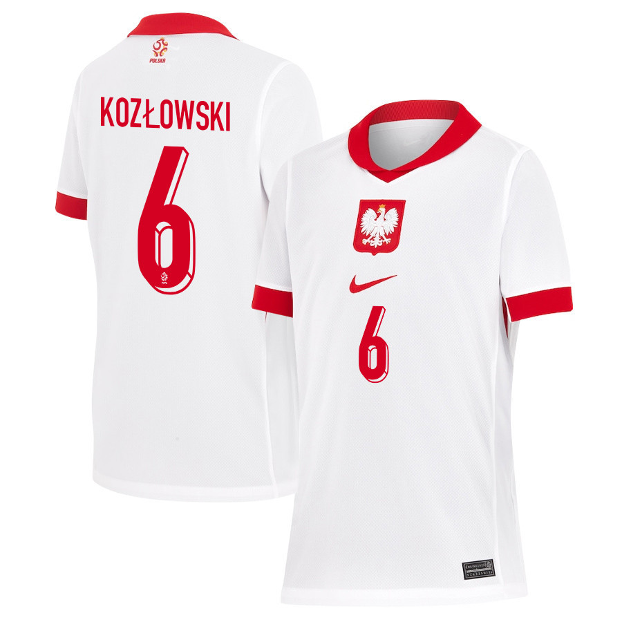 Kacper Kozłowski 6 Poland National Team 2024/25 Home YOUTH Jersey - White
