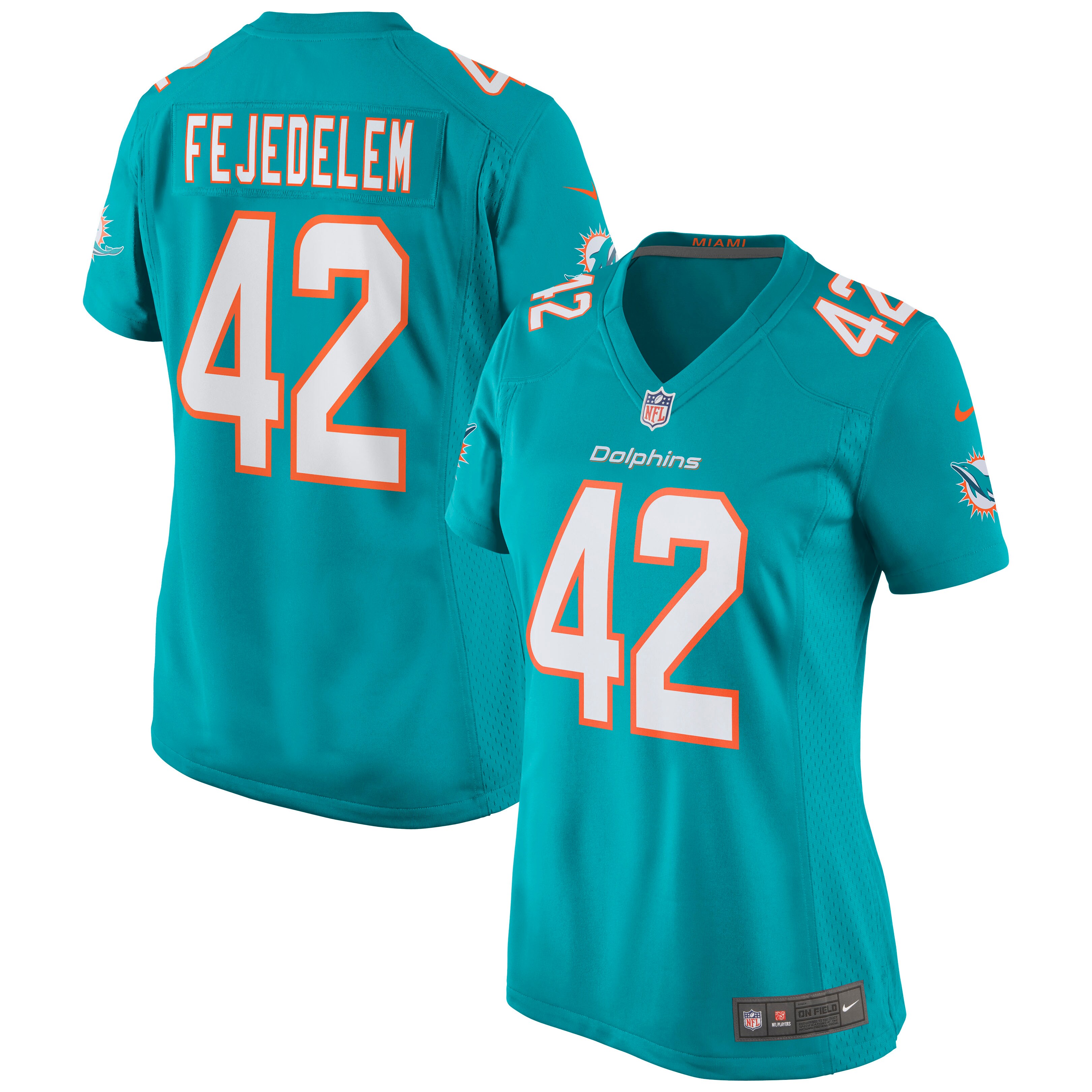 Clayton Fejedelem Miami Dolphins  Women's Game Jersey - Aqua