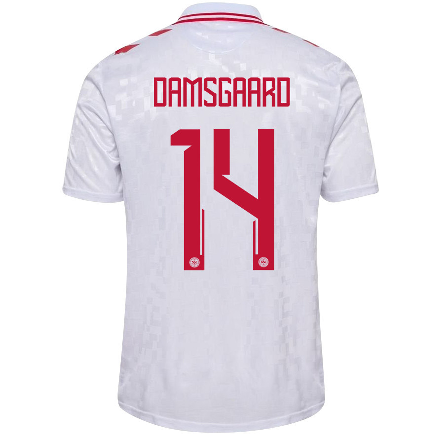 Mikkel Damsgaard 14 Denmark National Team 2024/25 Away Men Jersey - White