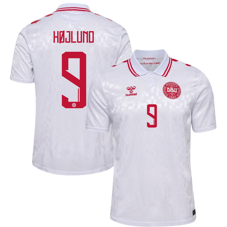 Rasmus Højlund 9 Denmark National Team 2024/25 Away Men Jersey - White