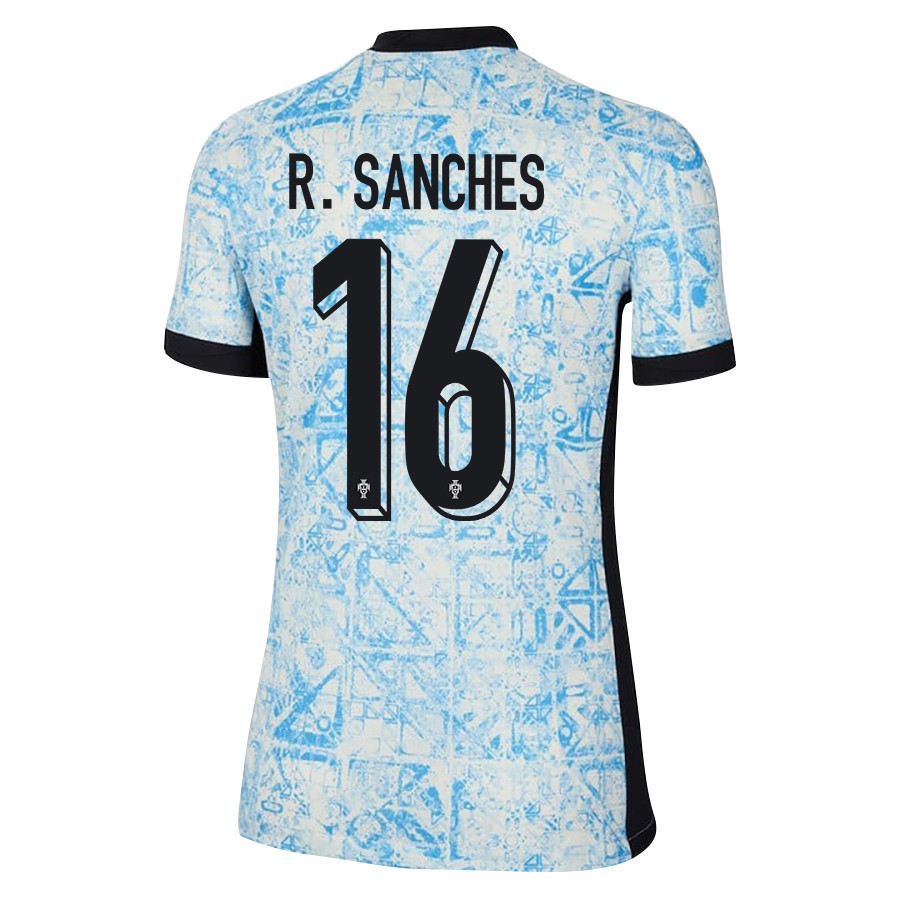 Renato Sanches 16 Portugal National Team 2024/25 Away WOMEN Jersey - Cream/Blue