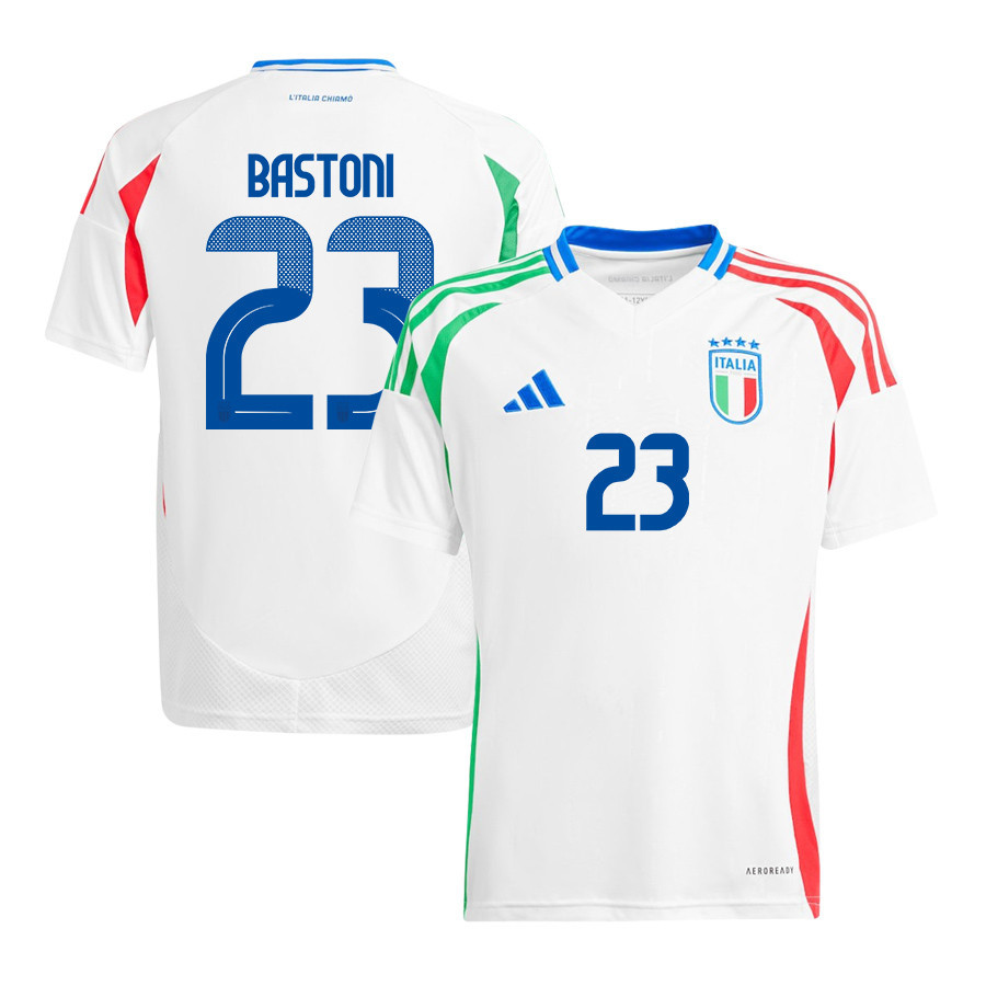 Alessandro Bastoni 23 Italy National Team 2024/25 Away YOUTH Jersey - White